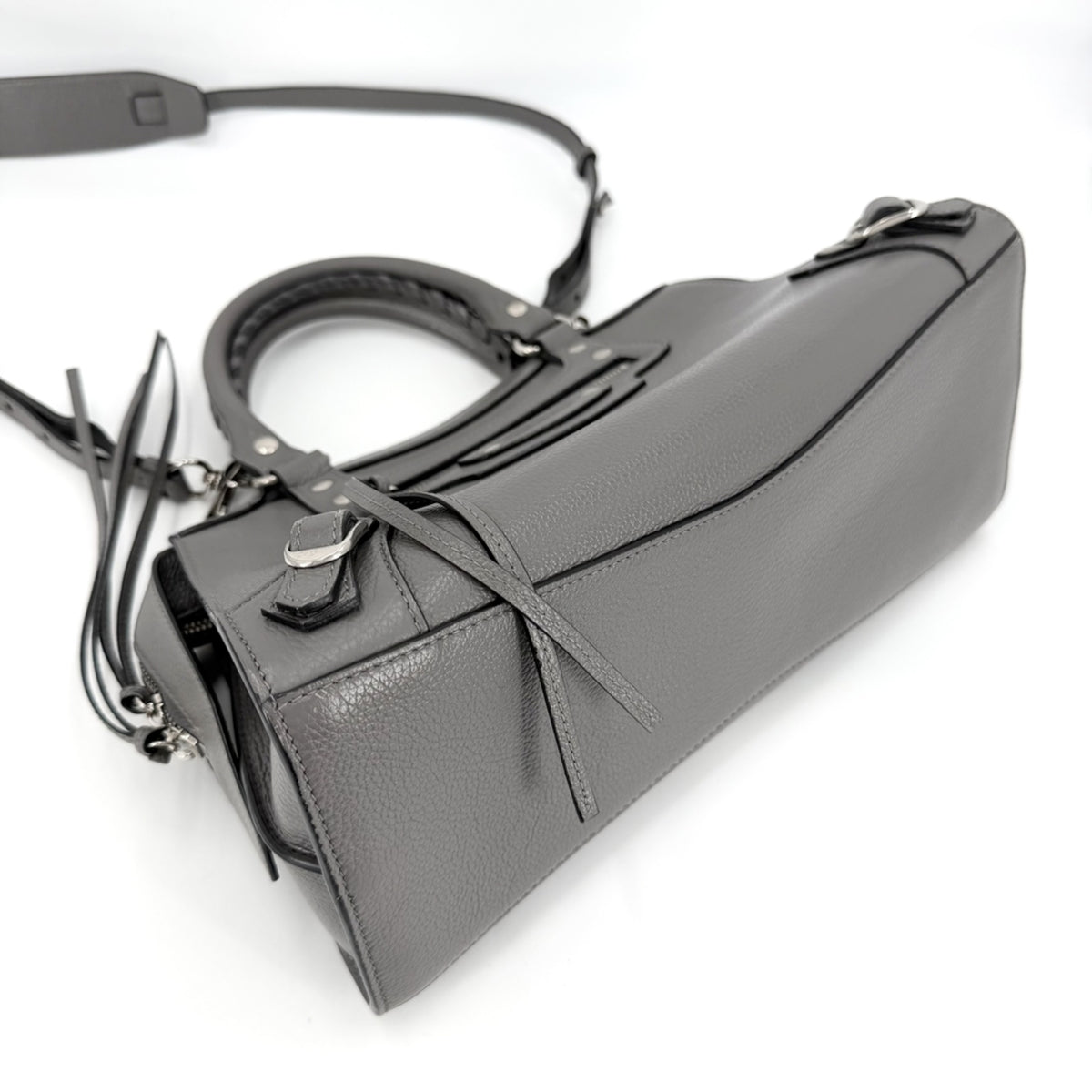Balenciaga Gray White Leather Handbag Shoulder Bag (Pre-Owned)