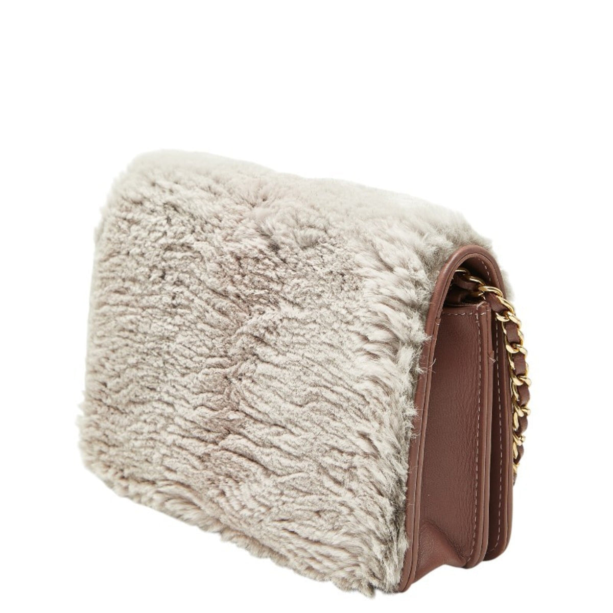 Chanel Gray Pink Fur Leather Shoulder Bag (Pre-Owned)