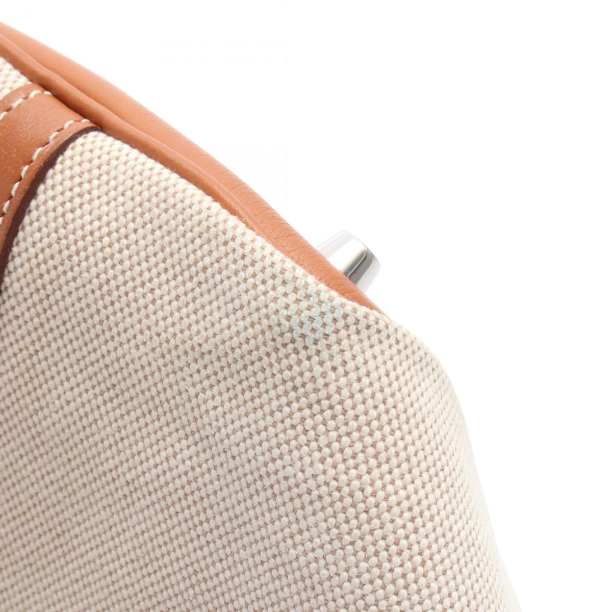 Hermes Beige Brown Ecru Fauve Toile H Barenia Leather Handbag (Pre-Owned)
