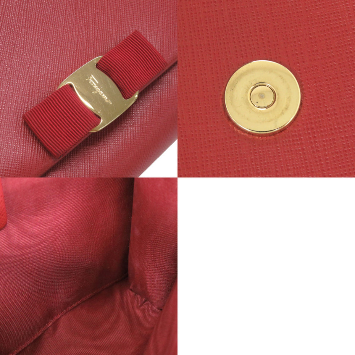 Salvatore Ferragamo Red Color Leather Shoulder Bag (Pre-Owned)