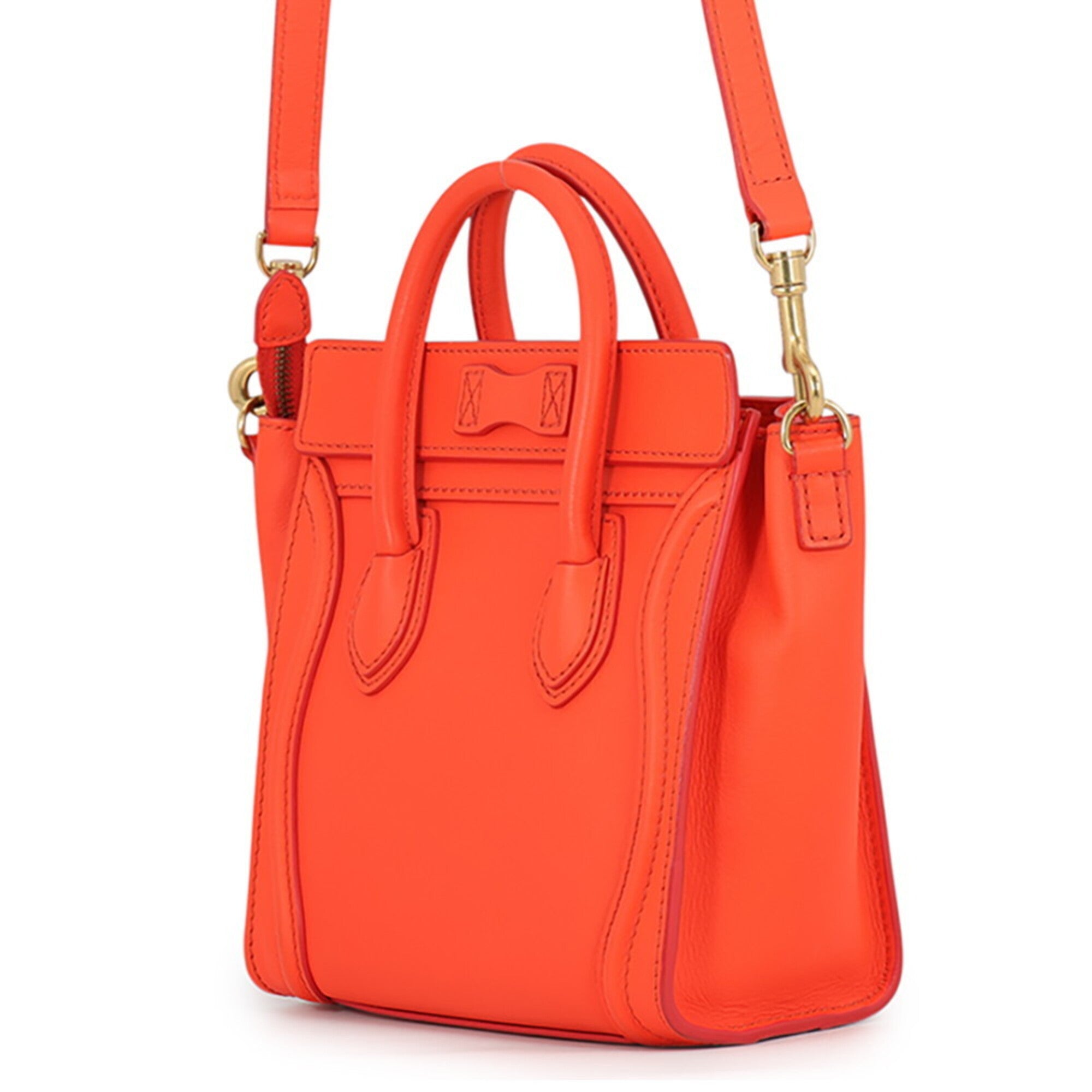 Celine Orange Leather Handbag Shoulder Bag (Pre-Owned)
