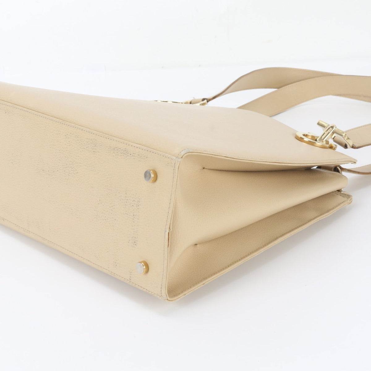 Salvatore Ferragamo Beige Leather Handbag Shoulder Bag Tote Bag (Pre-Owned)