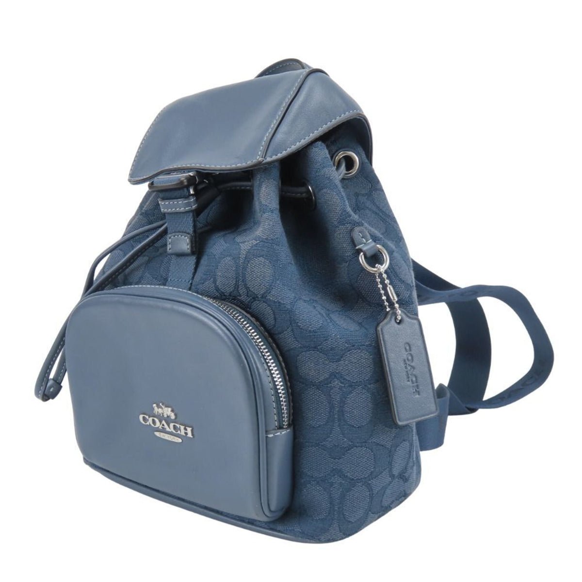 Coach Navy Canvas Leather Backpack (Pre-Owned)