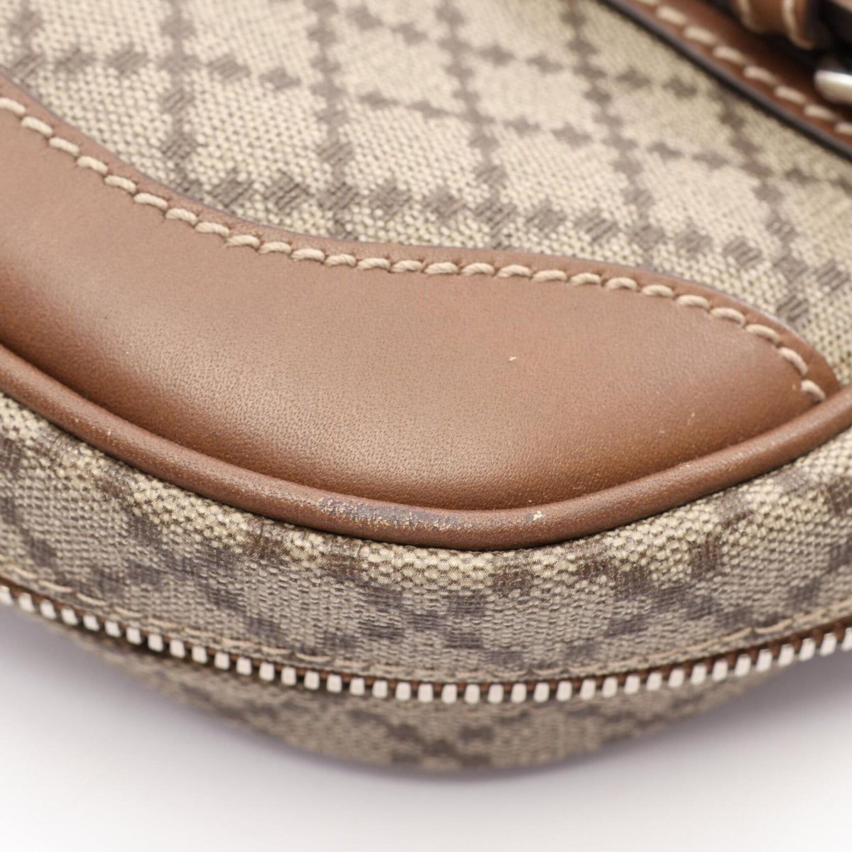 Gucci Beige Brown Coated Canvas Leather Briefcase Handbag (Pre-Owned)