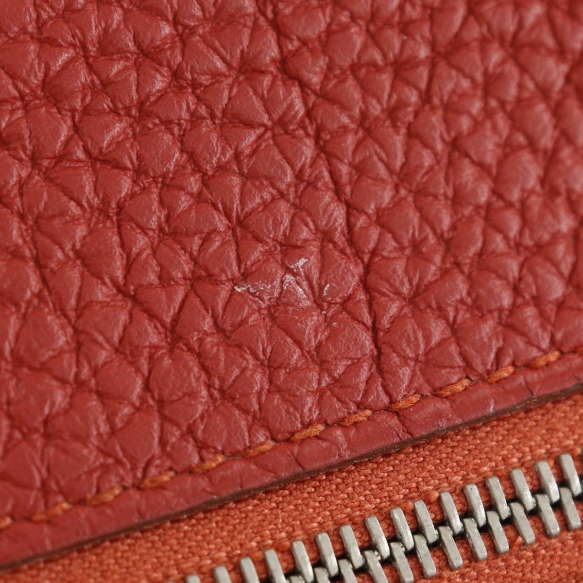 Hermes Dogon Red Color Togo Leather Long Wallet (Bi-Fold) (Pre-Owned)