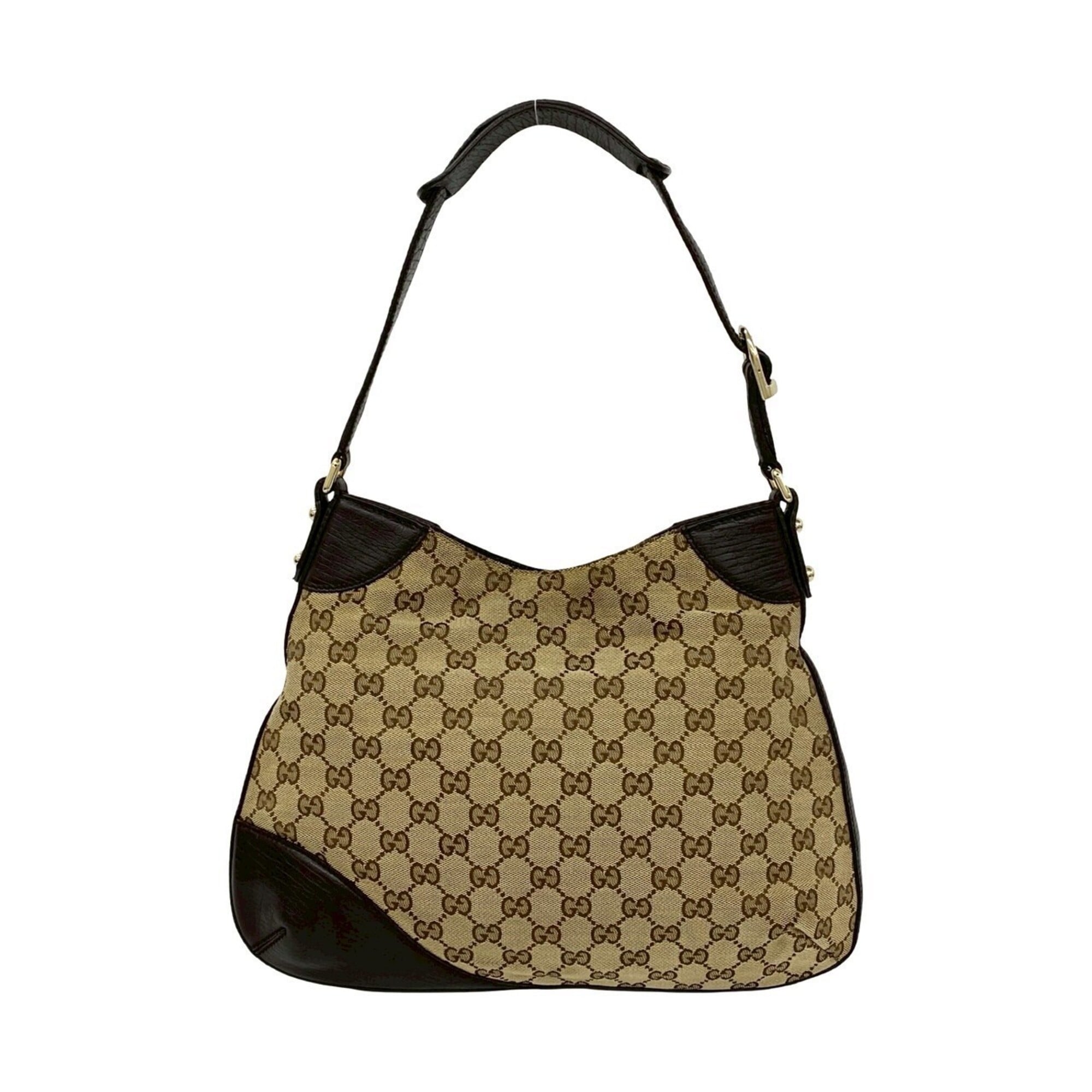 Gucci Brown Green Red Color Canvas Leather Shoulder Bag (Pre-Owned)