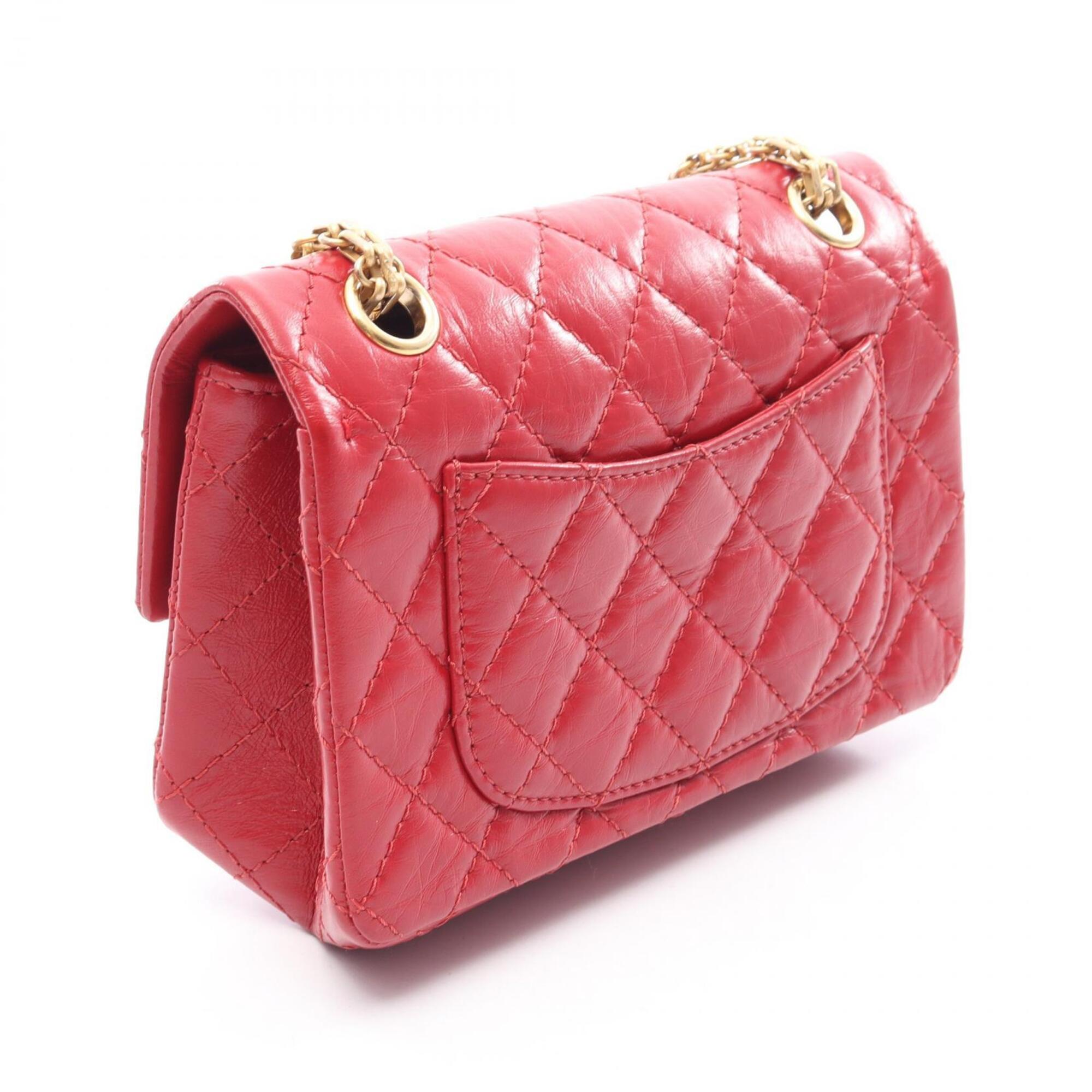Chanel Red Color Leather Handbag Shoulder Bag (Pre-Owned)