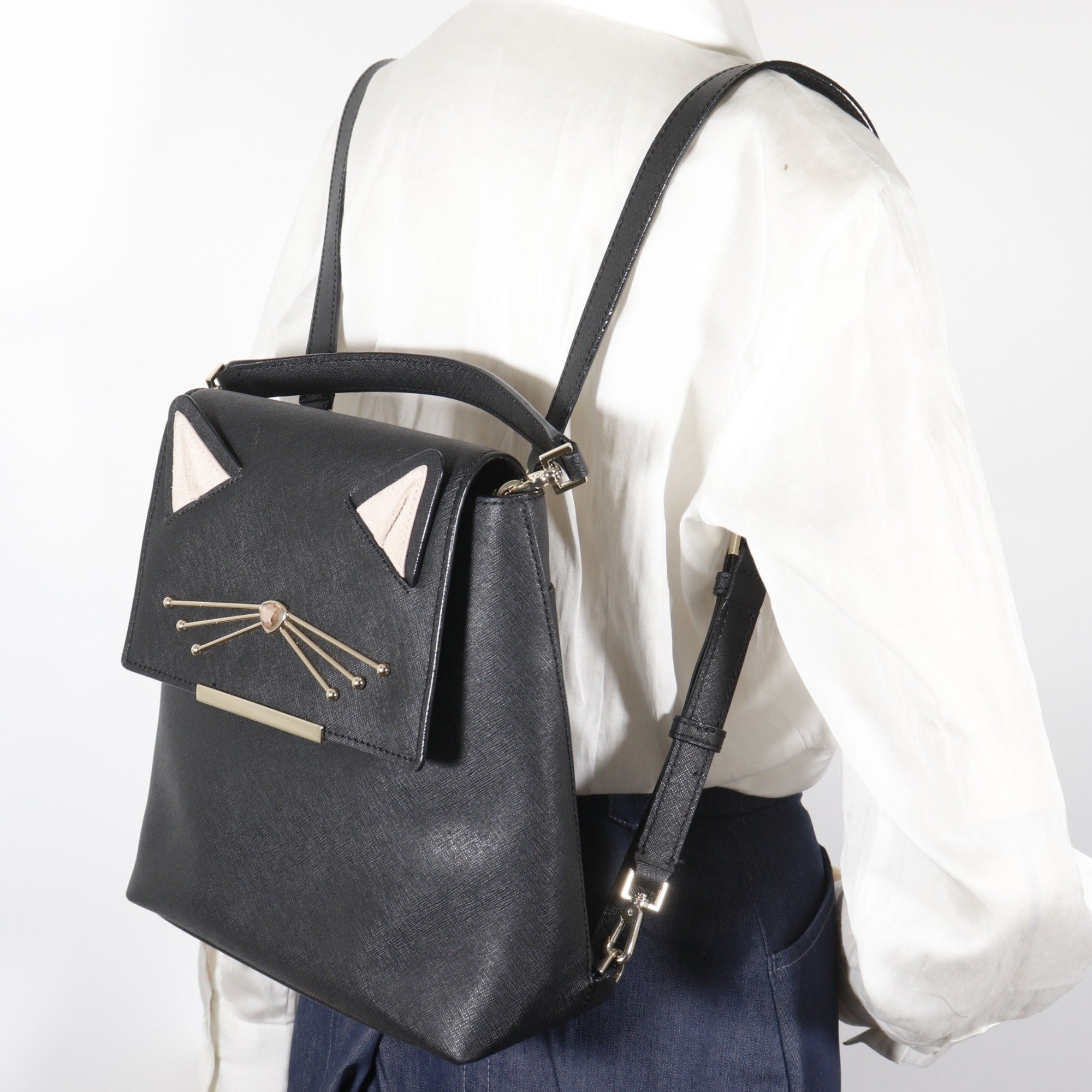 Kate Spade Black Leather Backpack (Pre-Owned)