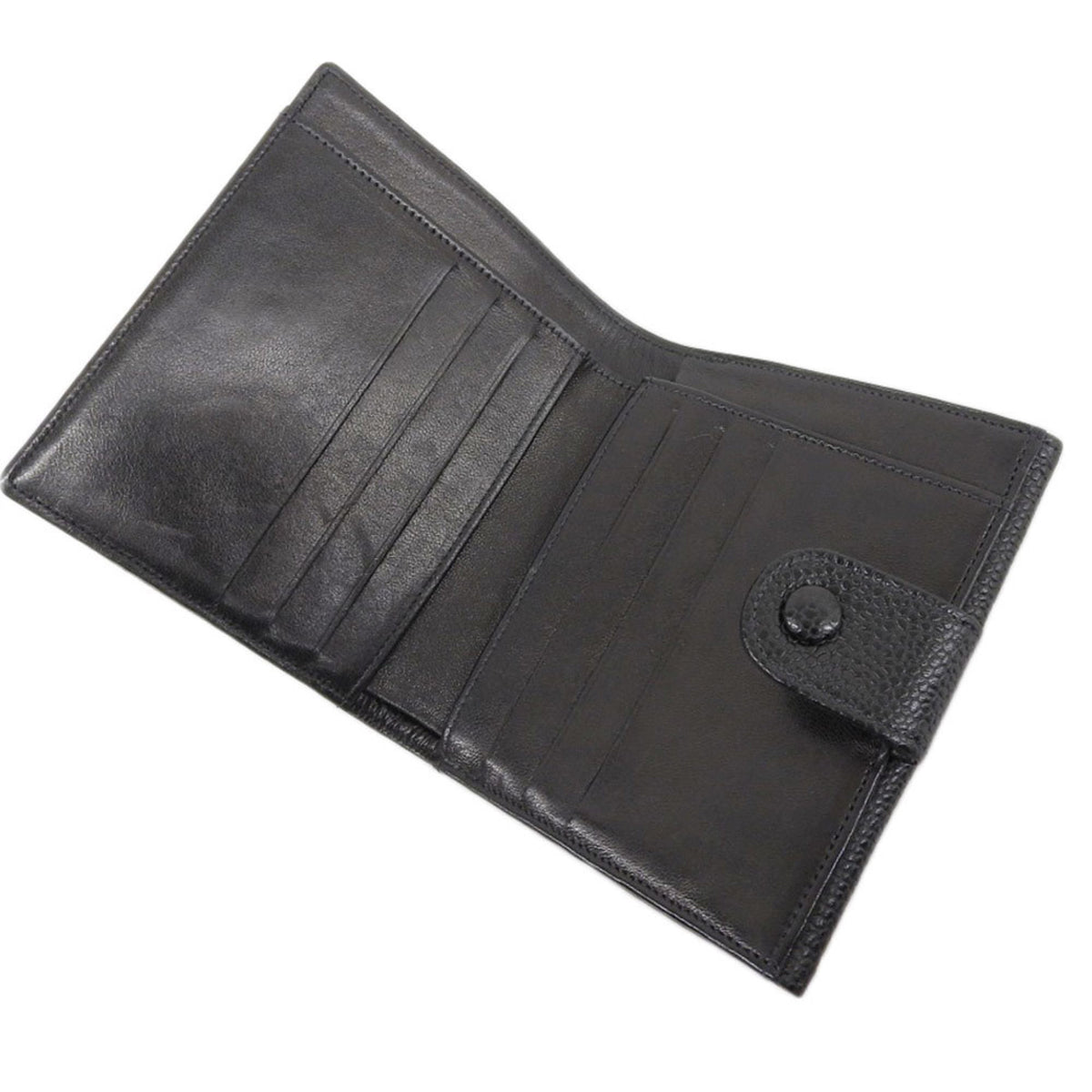 Chanel Black Grained Calfskin Wallet (Bi-Fold) (Pre-Owned)