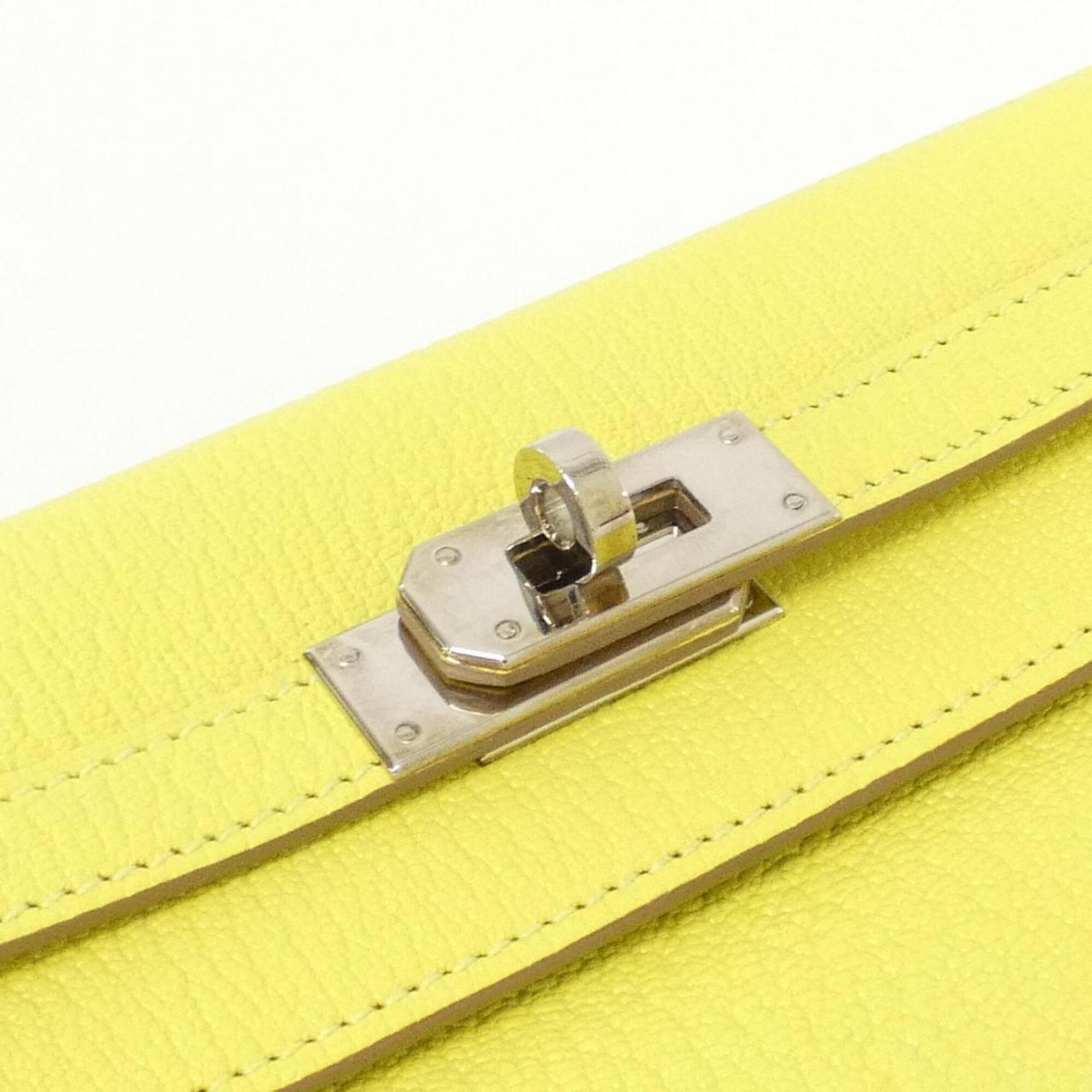 Hermes Kelly Lime Chevre Leather Chain/Shoulder Wallet (Pre-Owned)