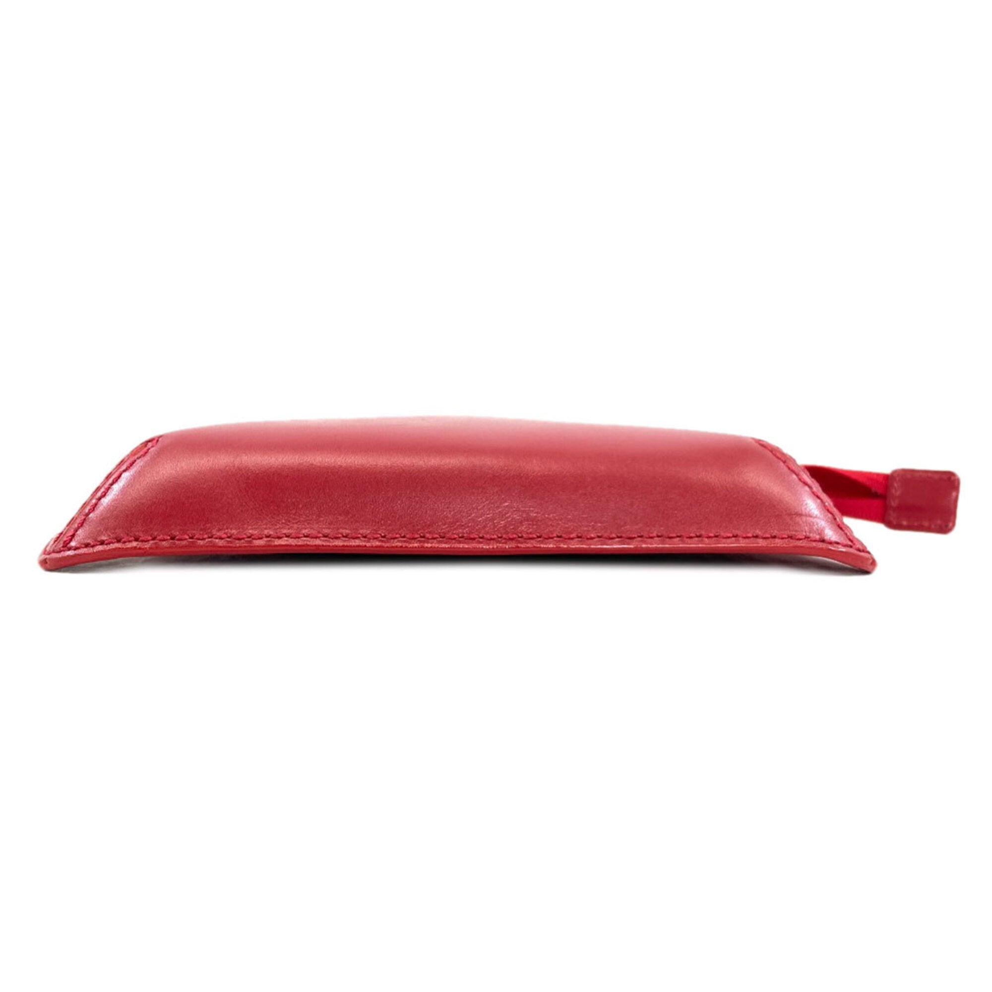 Issey Miyake Red Color Leather Shoulder Bag (Pre-Owned)