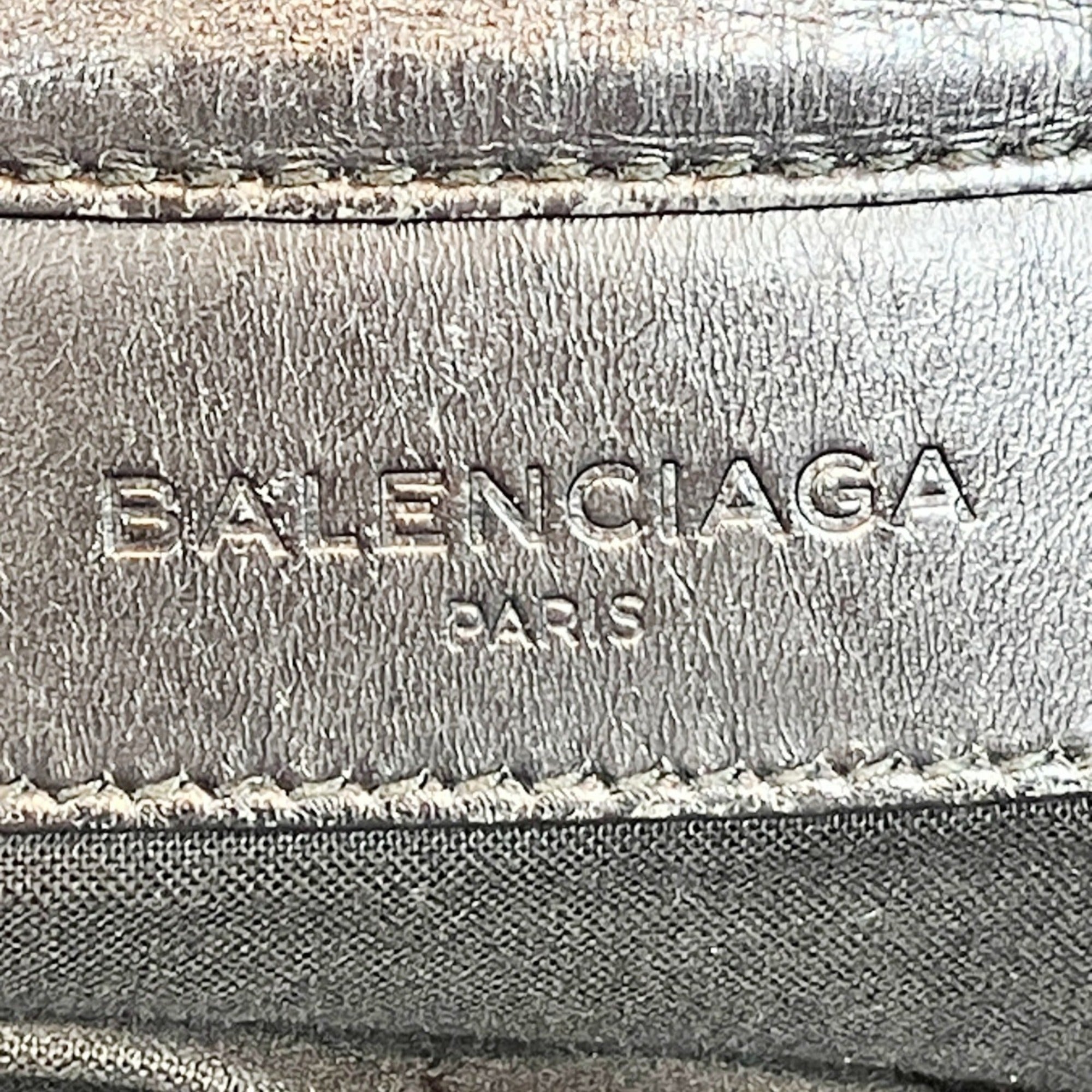 Balenciaga Black White Canvas Leather Shoulder Bag (Pre-Owned)