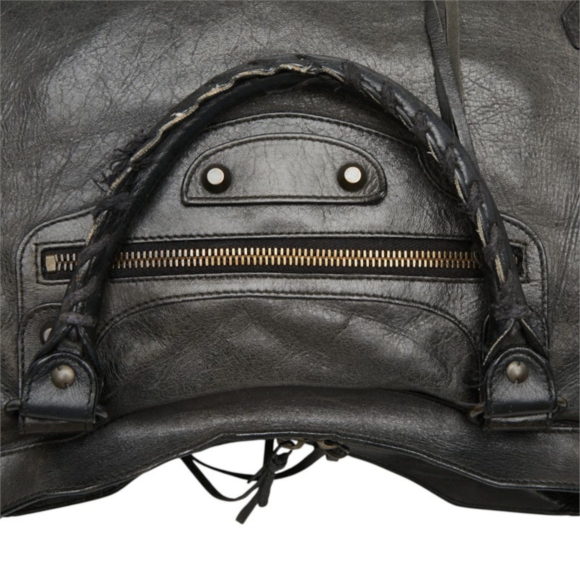 Balenciaga Black Leather Felt Handbag Shoulder Bag (Pre-Owned)