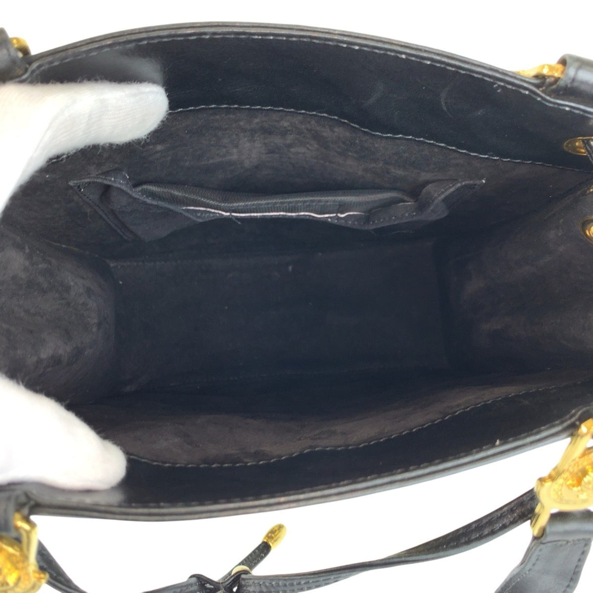 Versace Black Leather Pochette Shoulder Bag (Pre-Owned)
