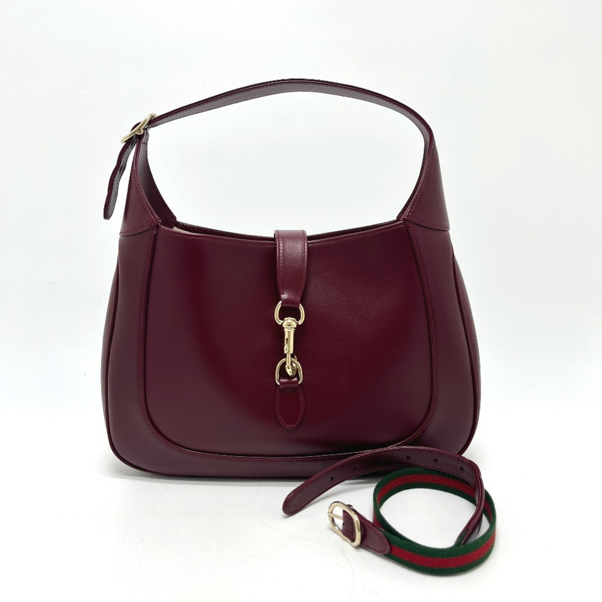 Gucci Wine Leather Handbag Shoulder Bag (Pre-Owned)