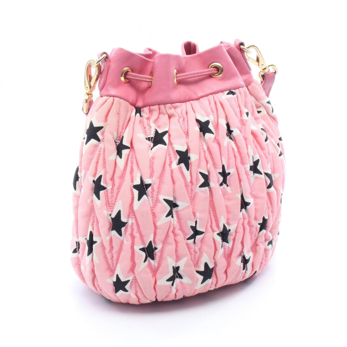 Miu Miu Black Pink White Canvas Leather Handbag Shoulder Bag (Pre-Owned)