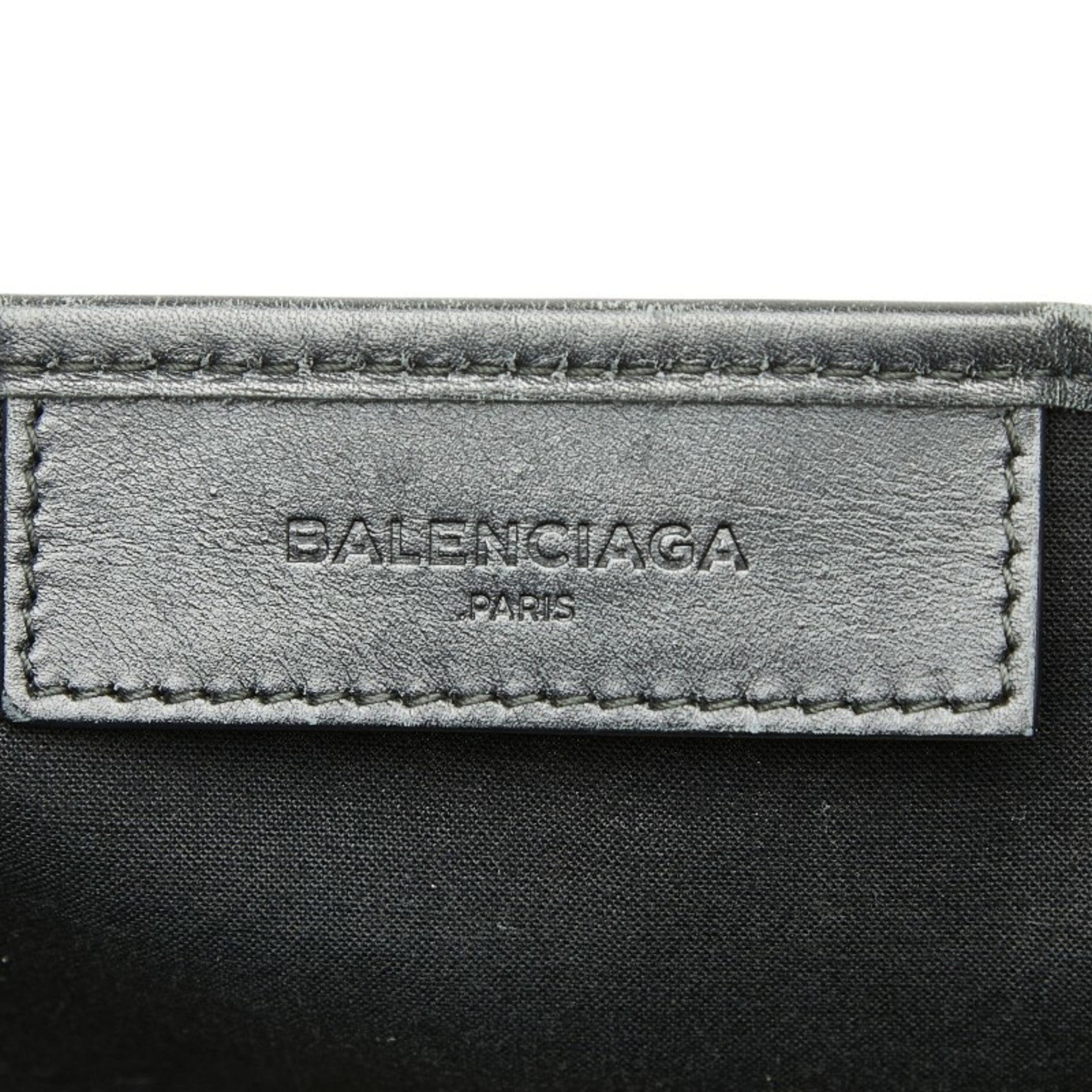 Balenciaga Black White Canvas Leather Handbag Pouch Tote Bag (Pre-Owned)