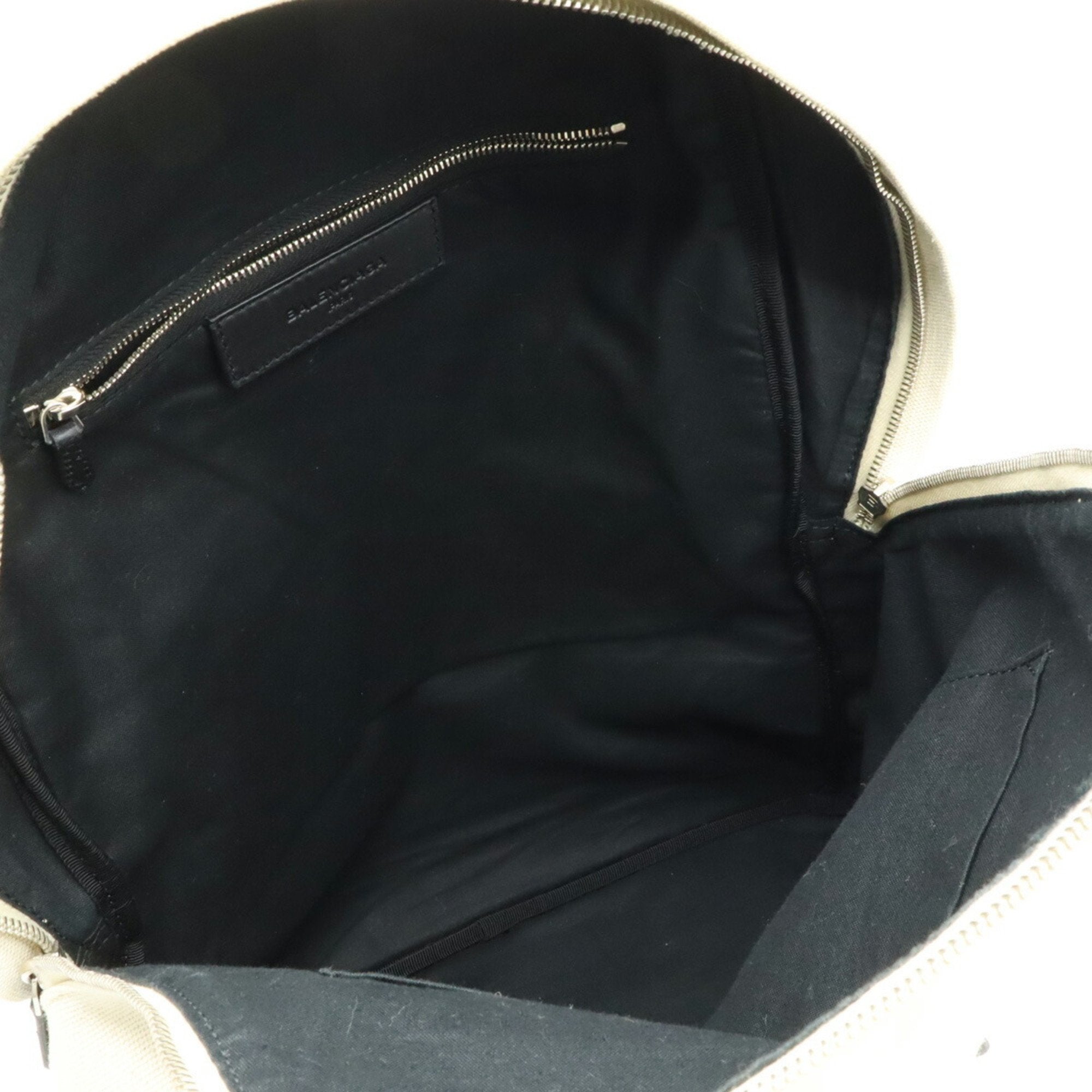 Balenciaga Black Ivory Navy Canvas Leather Backpack (Pre-Owned)