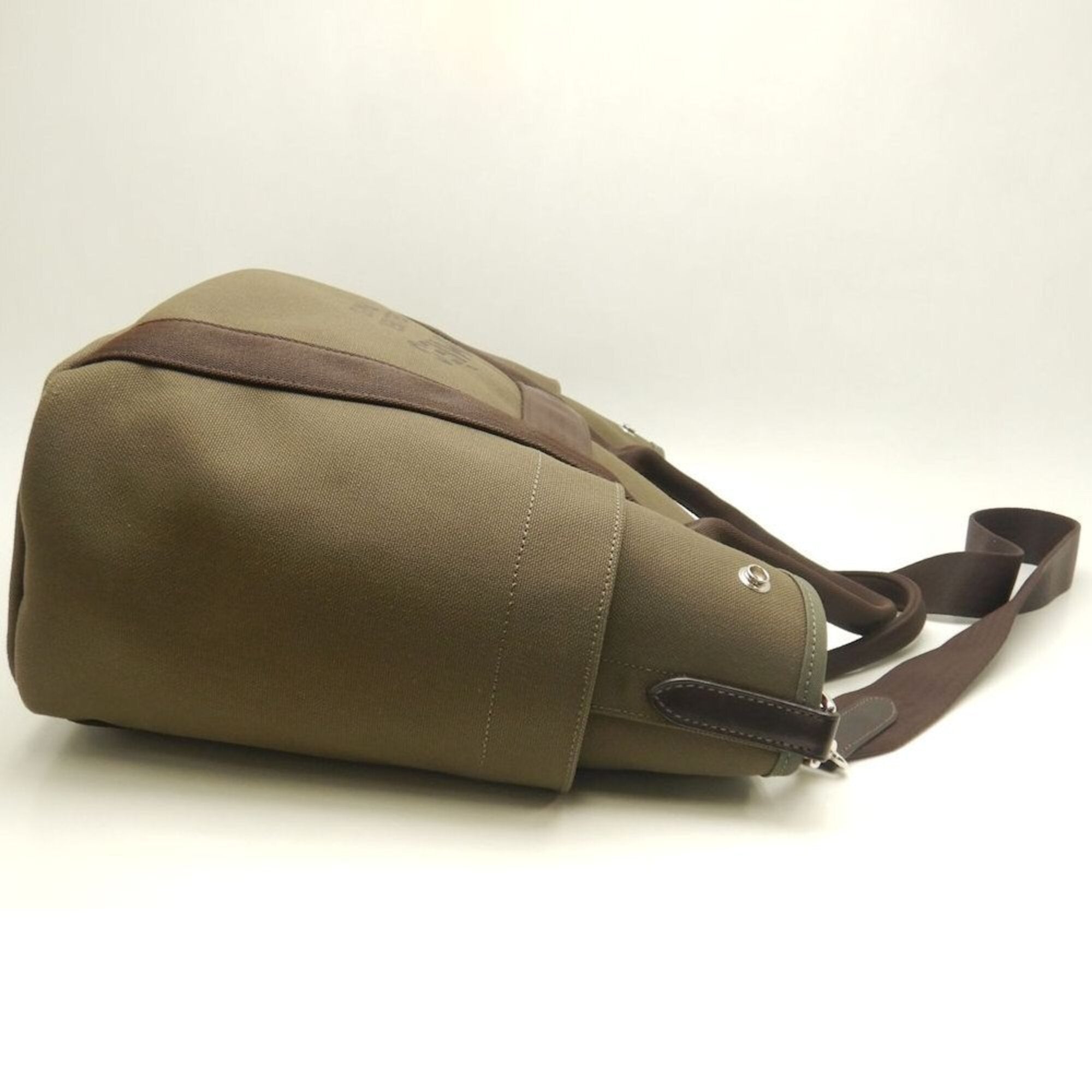 Hermes Khaki Canvas Tote Bag (Pre-Owned)