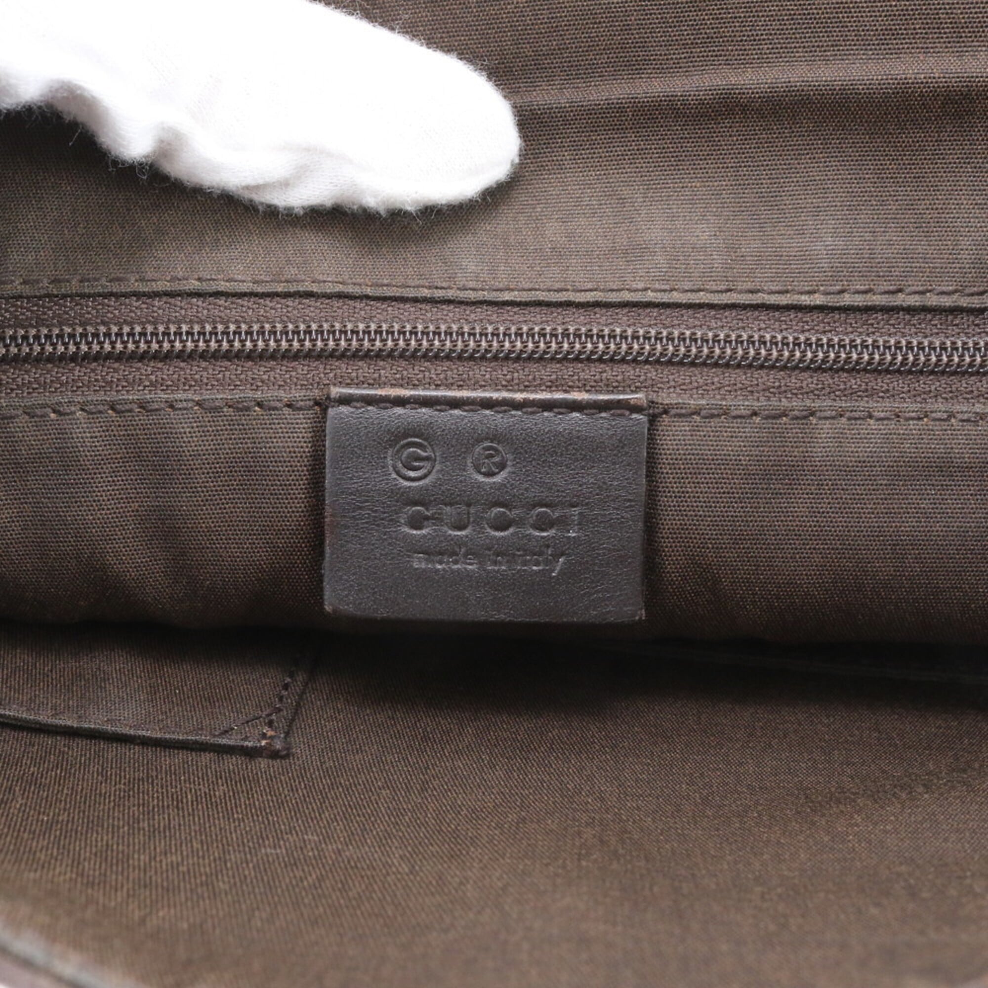 Gucci Brown Leather Nylon Messenger Bag Shoulder Bag (Pre-Owned)