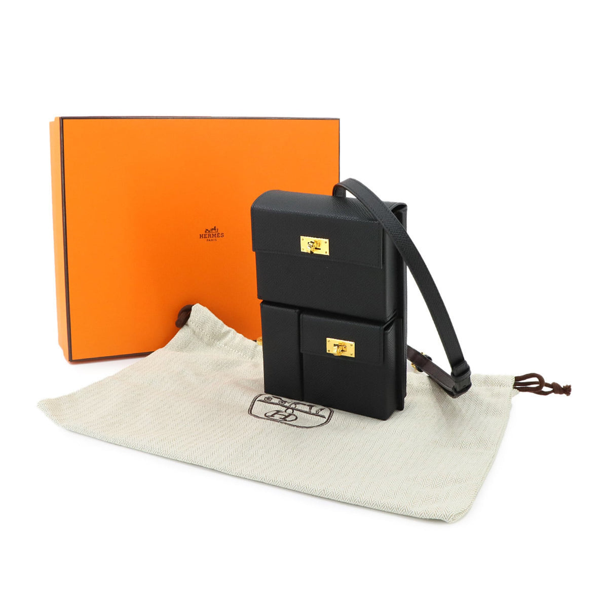 Hermes Black Epsom Leather Handbag Shoulder Bag (Pre-Owned)