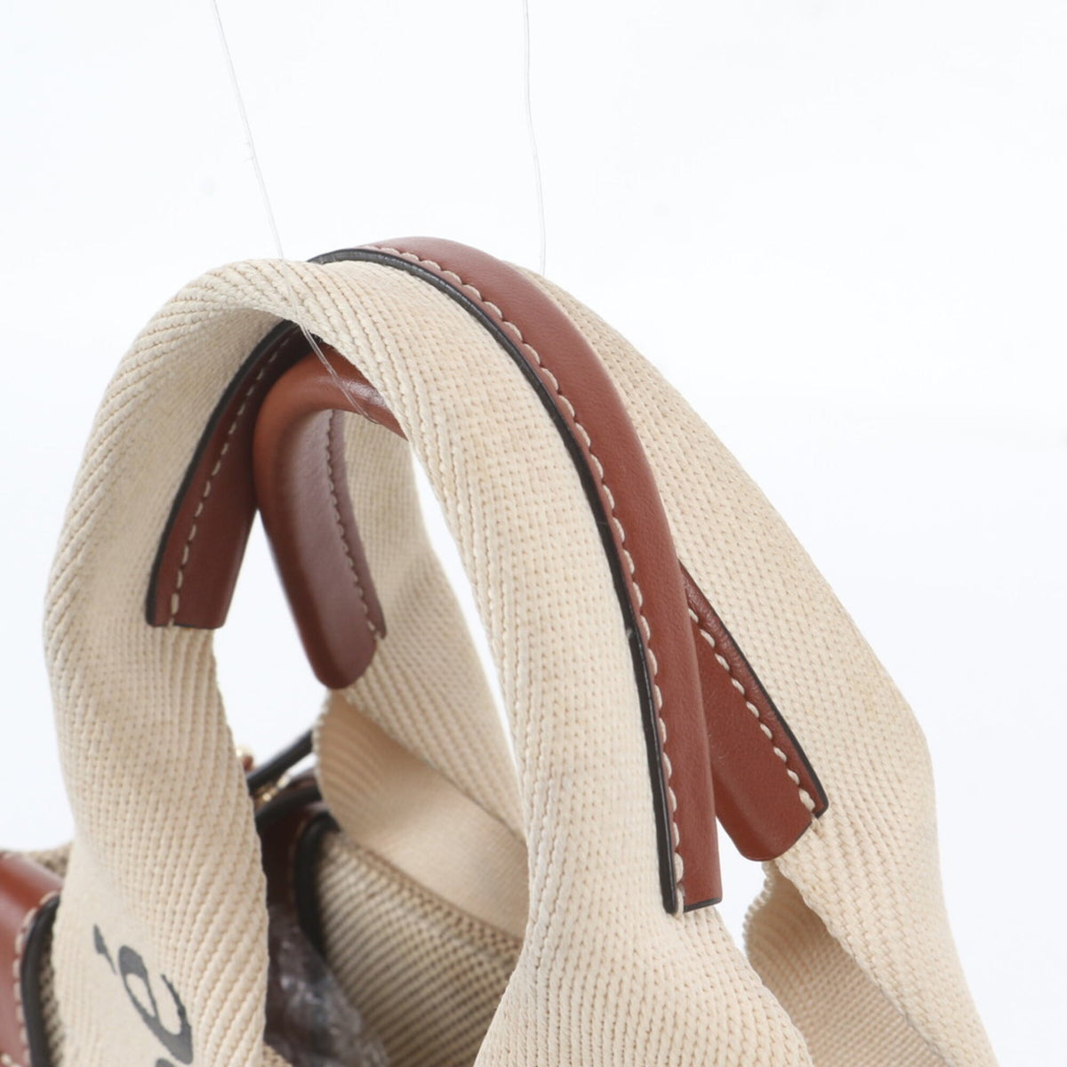 Chloé Beige Leather Canvas Crossbody Bag Handbag Shoulder Bag Tote Bag (Pre-Owned)
