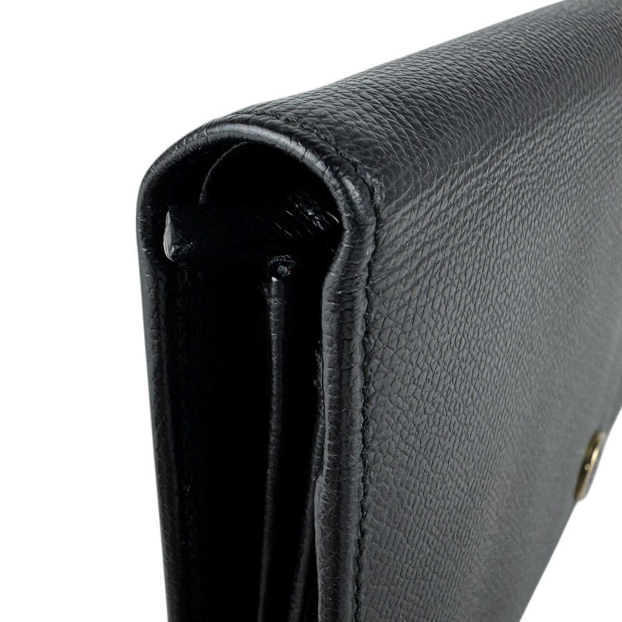 Chanel Black Leather Long Wallet (Bi-Fold) (Pre-Owned)