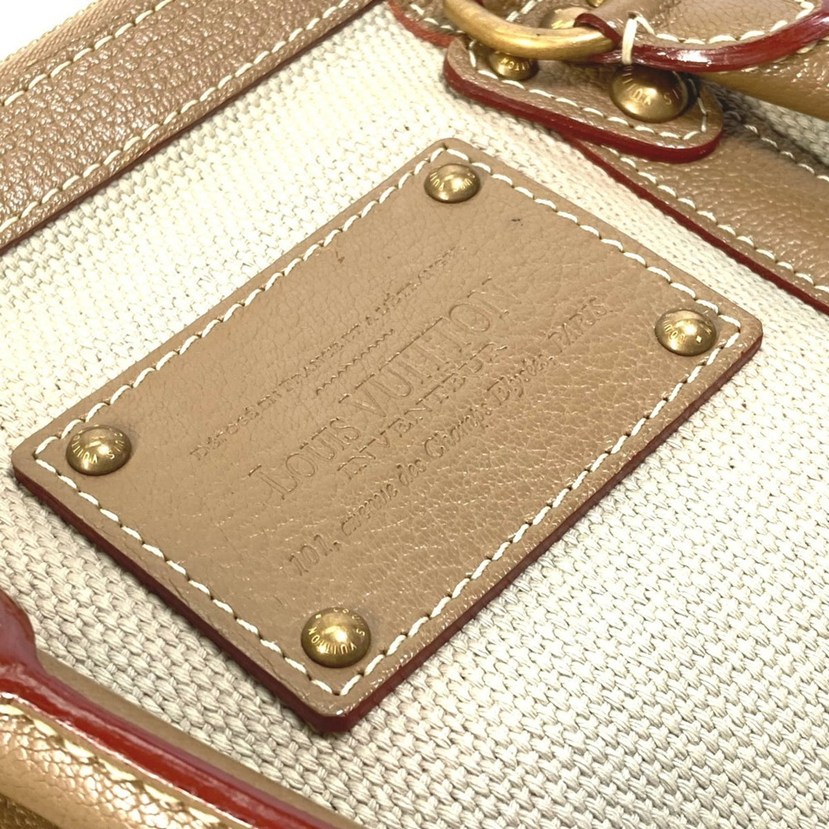 Louis Vuitton Beige Canvas Leather Handbag Shoulder Bag (Pre-Owned)