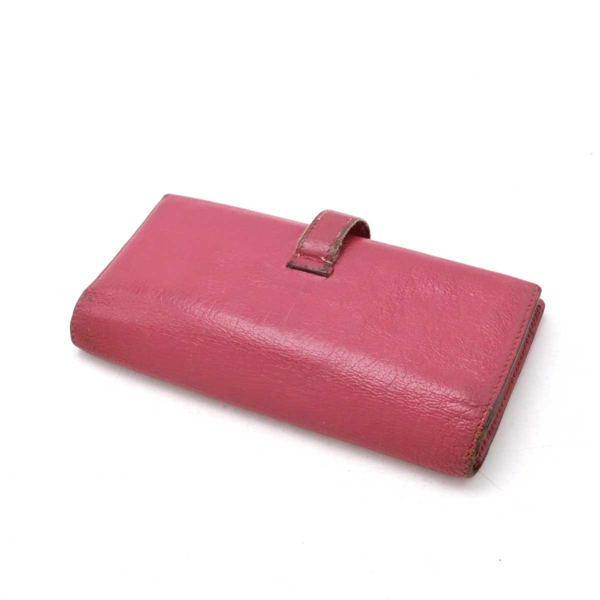 Hermes Pink Leather Long Wallet (Tri-Fold) (Pre-Owned)