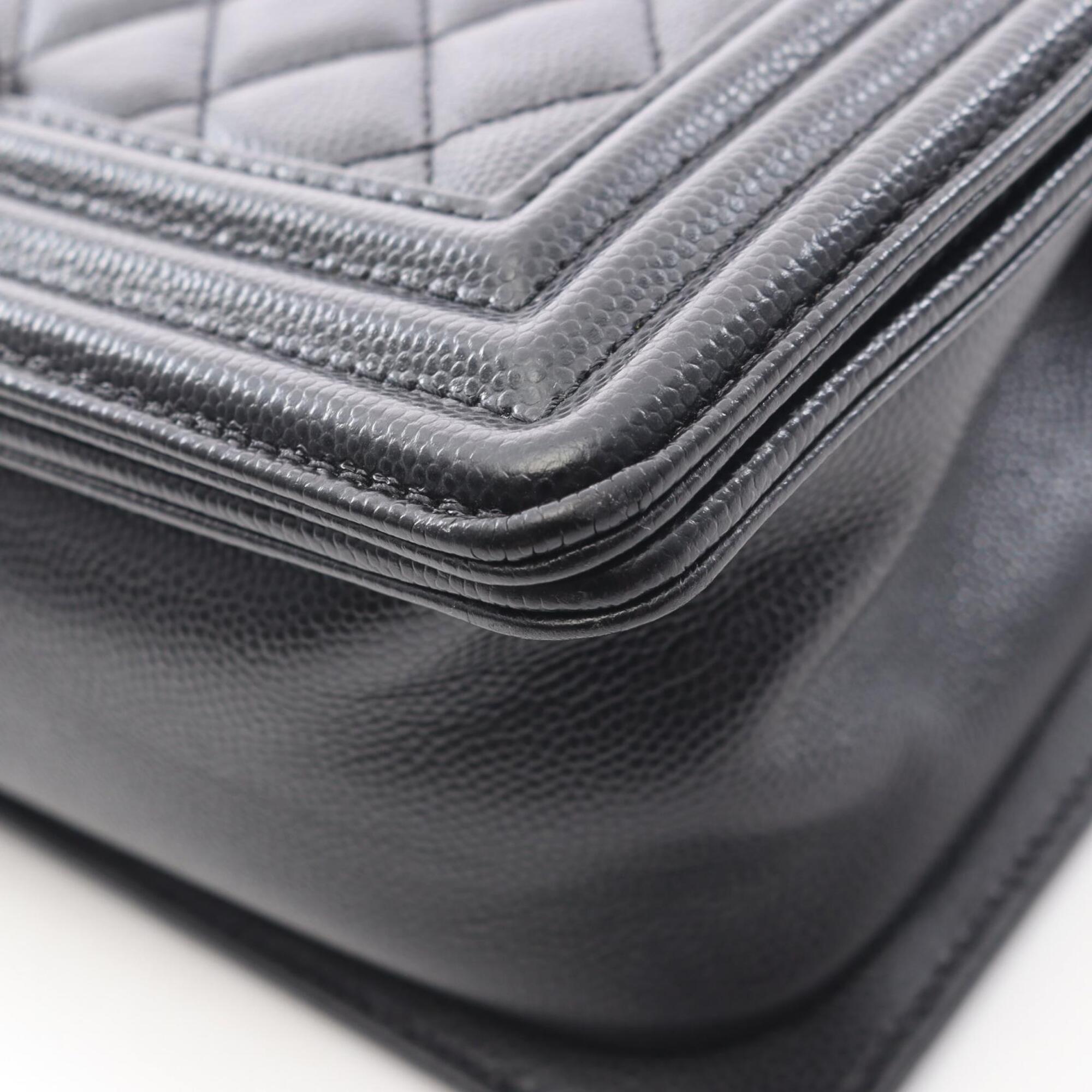 Chanel Black Grained Calfskin Handbag Shoulder Bag (Pre-Owned)