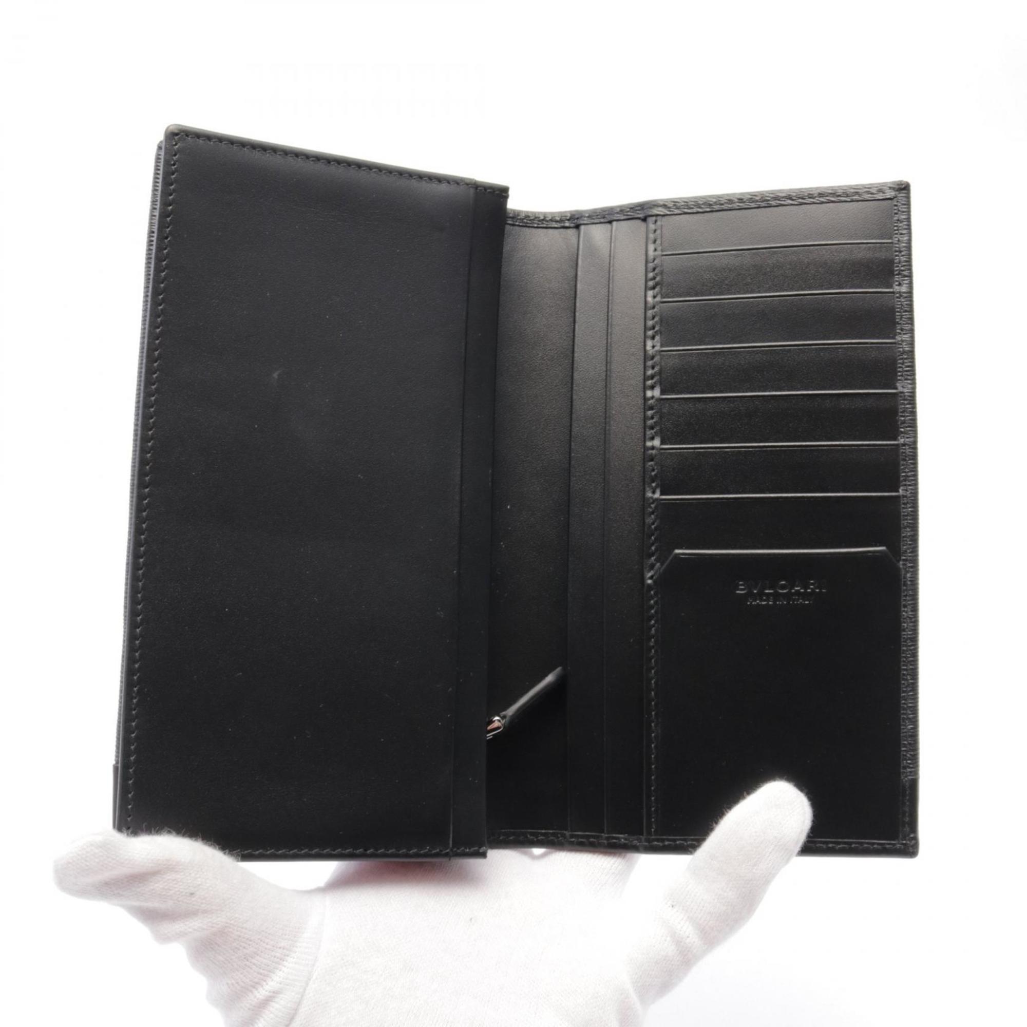 Bvlgari Black Leather Long Wallet (Bi-Fold) (Pre-Owned)