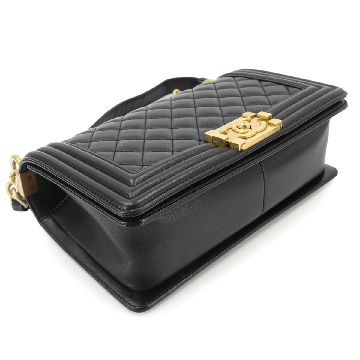 Chanel Boy Chanel Black Leather Handbag Shoulder Bag (Pre-Owned)