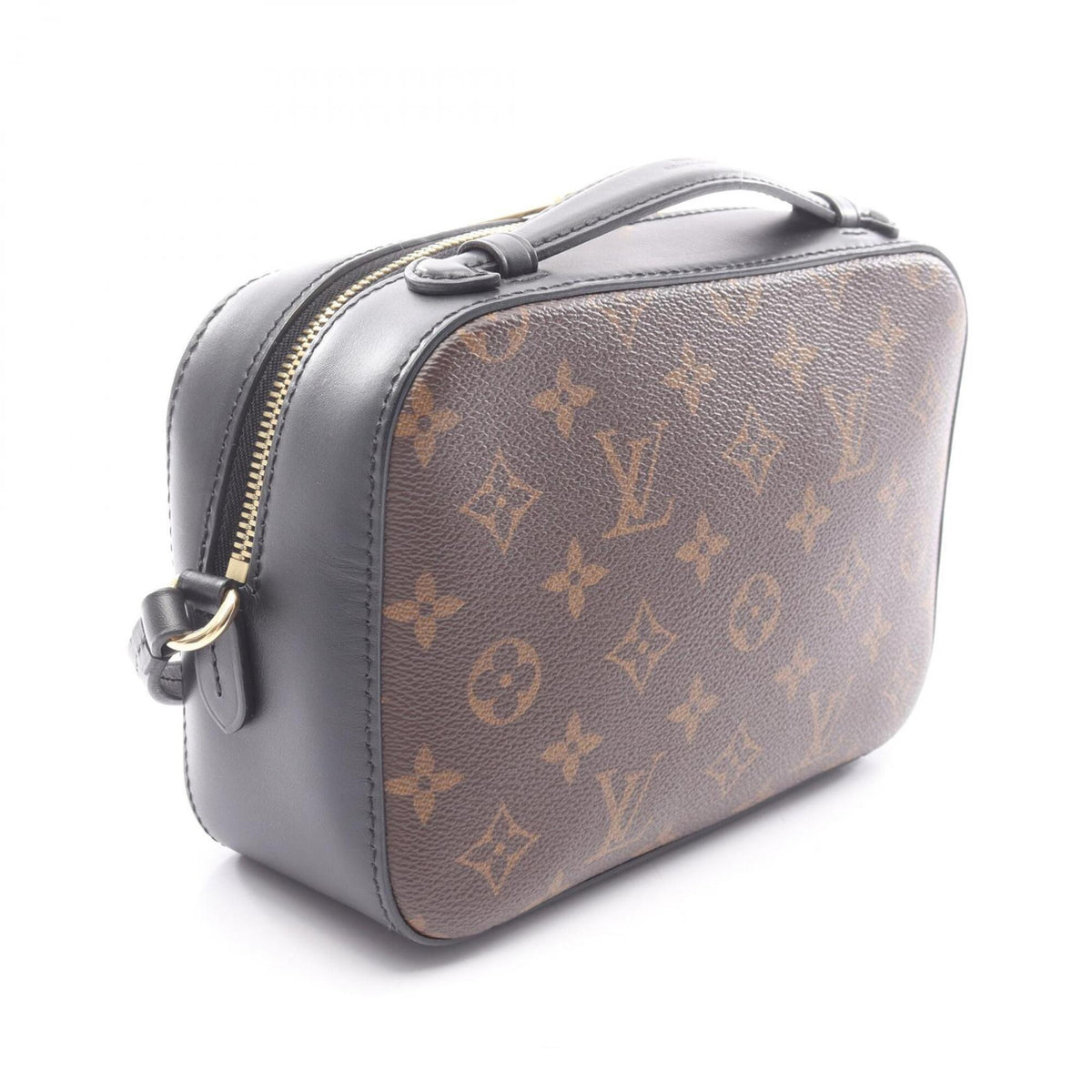 Louis Vuitton Black Brown Coated Canvas Leather Handbag Shoulder Bag (Pre-Owned)