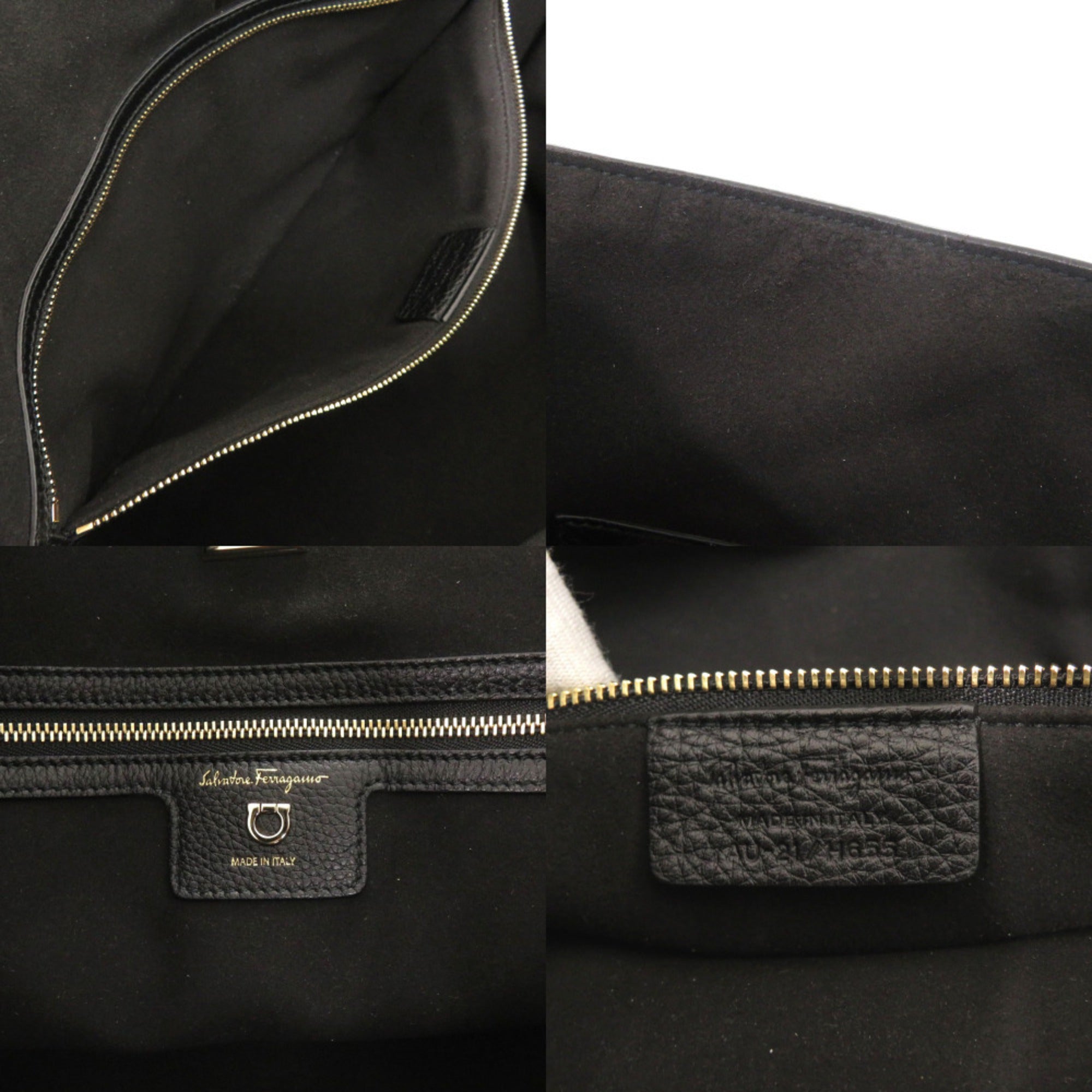 Salvatore Ferragamo Gancini Black Leather Tote Bag (Pre-Owned)
