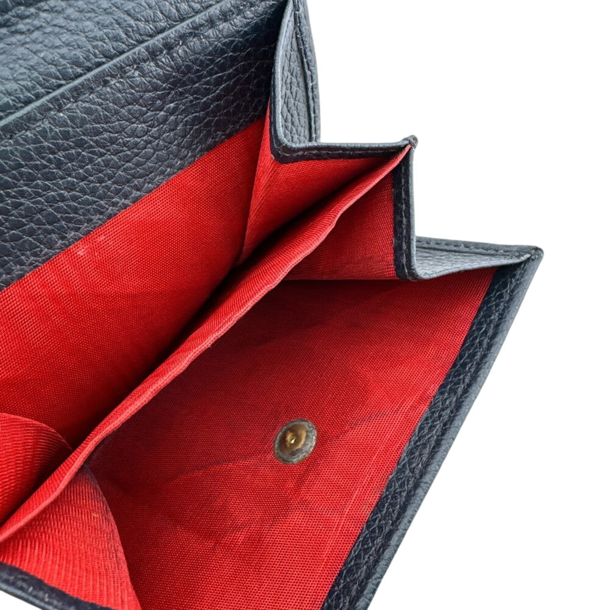 Celine Navy Red Color Leather Wallet (Tri-Fold) (Pre-Owned)