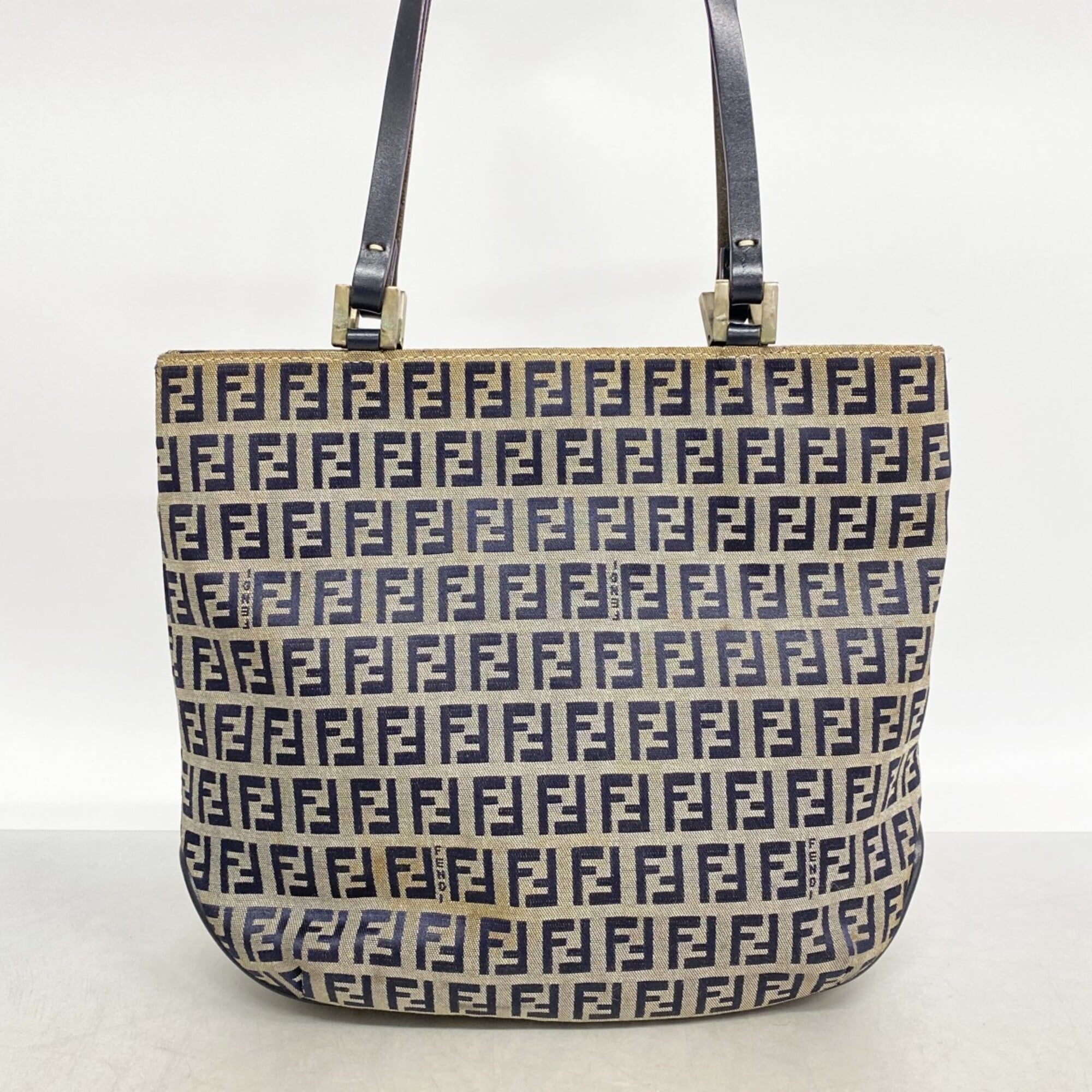 Fendi Gray Navy Nylon Canvas Tote Bag (Pre-Owned)