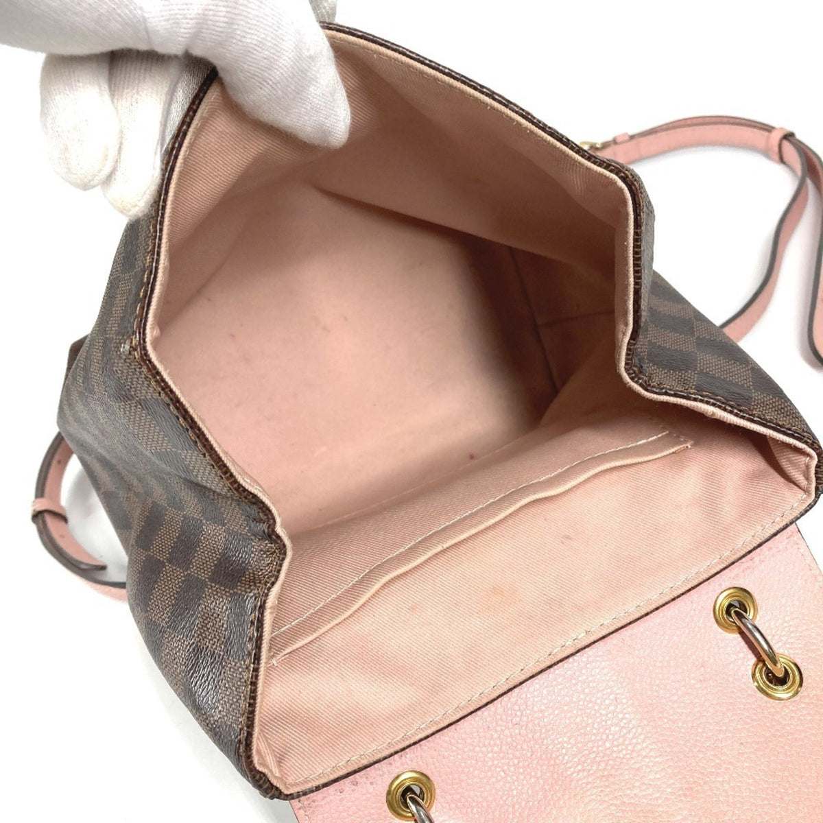 Louis Vuitton Brown Pink Damier Canvas Backpack Handbag (Pre-Owned)