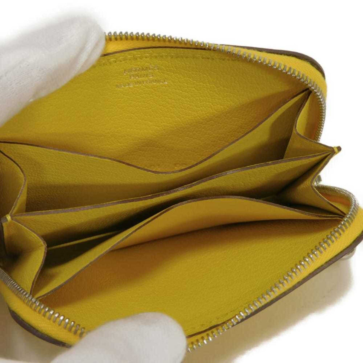Hermes Yellow Evercalf Leather Coin Purse/Coin Case (Pre-Owned)