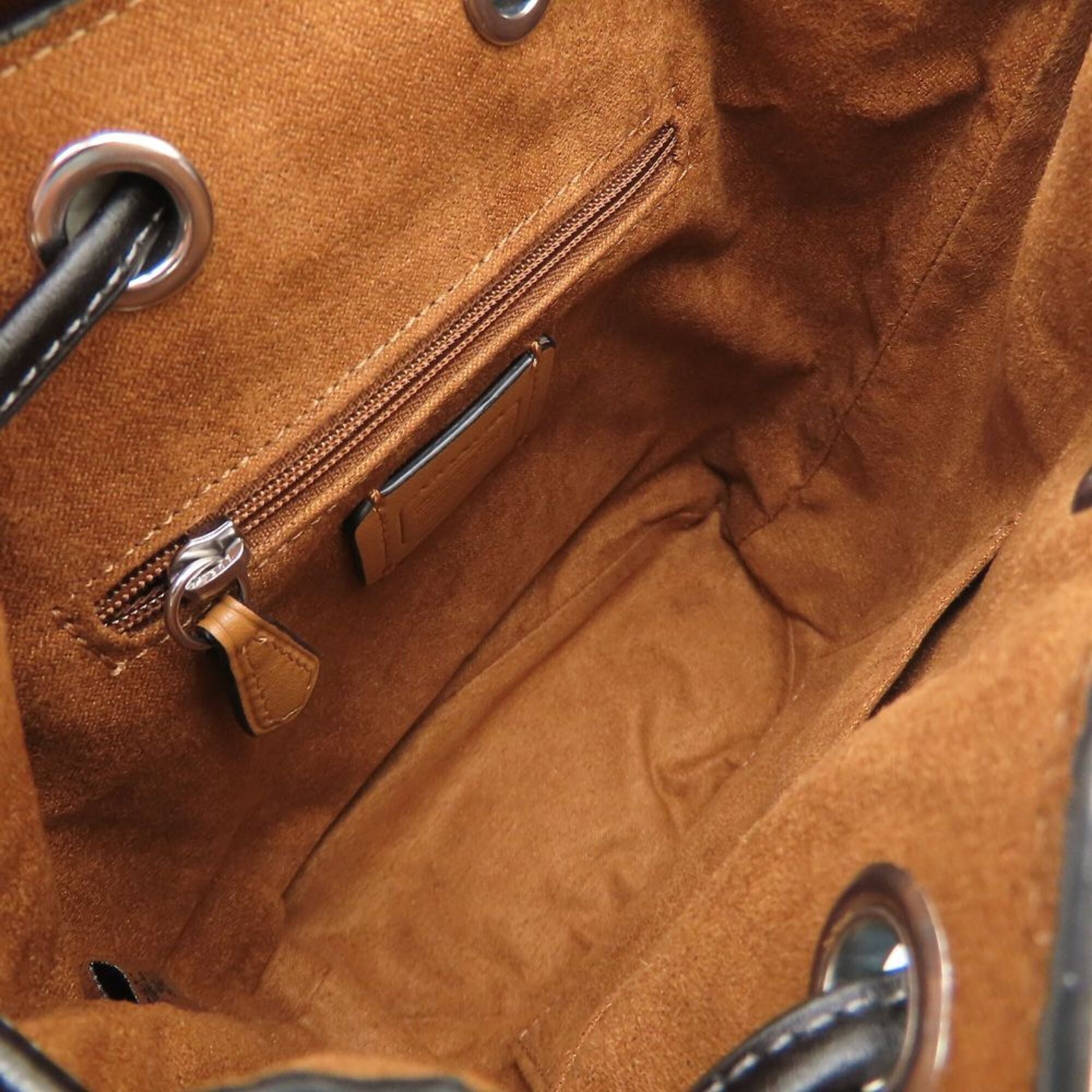 Coach Black Brown Coated Canvas Leather Backpack (Pre-Owned)