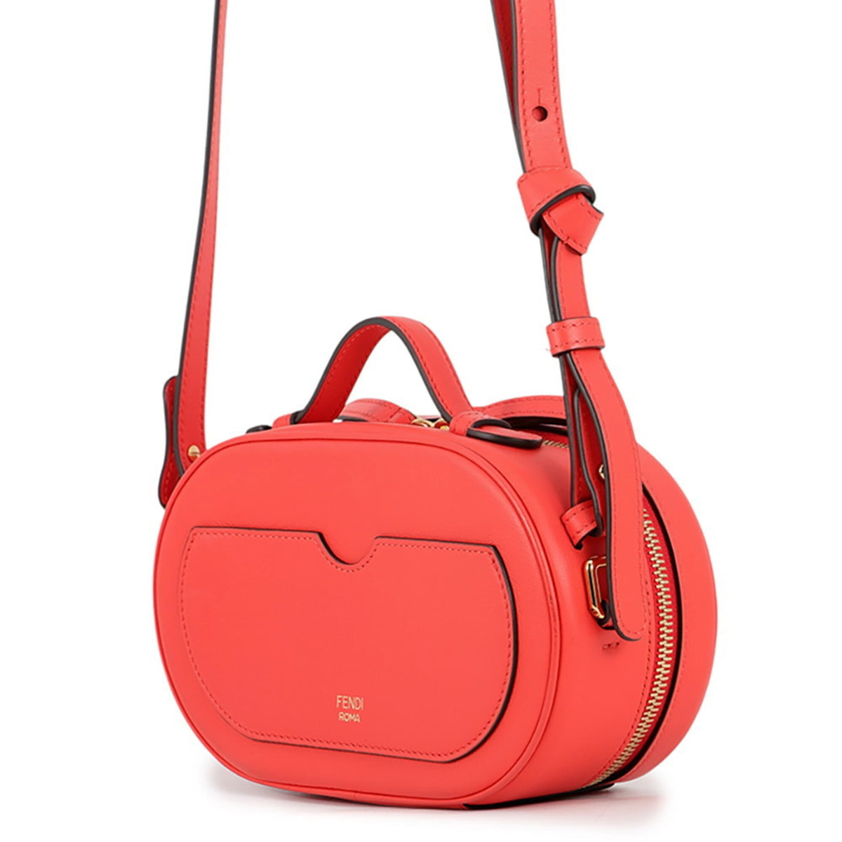 Fendi Red Color Leather Suede Handbag (Pre-Owned)