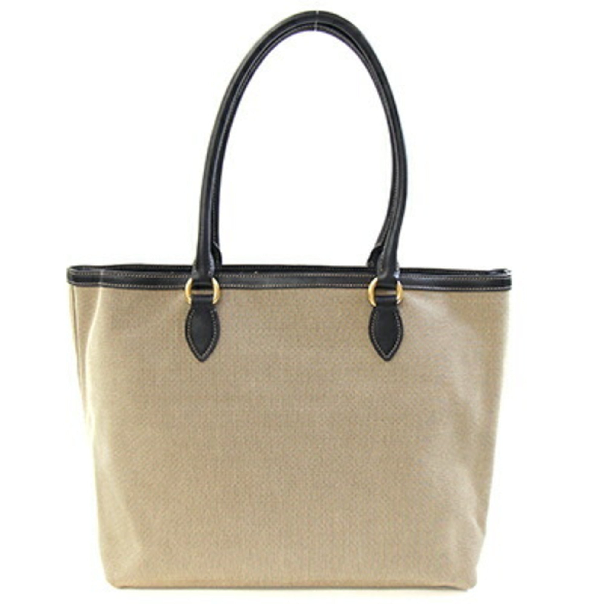 Prada Beige Brown Black Canvas Leather Tote Bag (Pre-Owned)