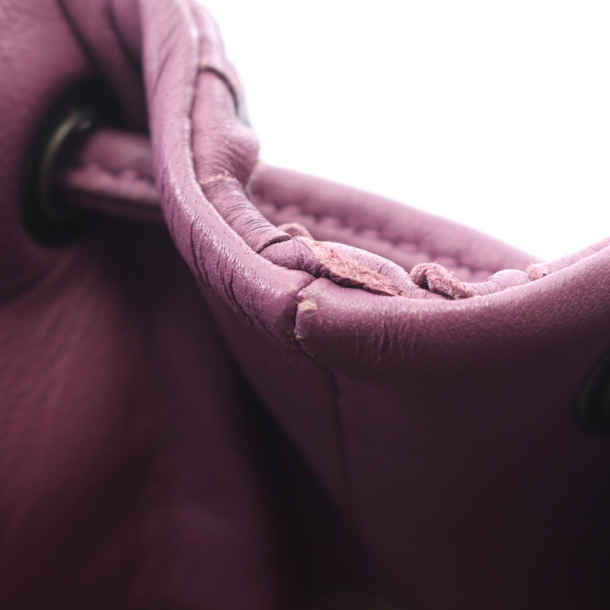 Bottega Veneta Purple Leather Handbag Shoulder Bag (Pre-Owned)