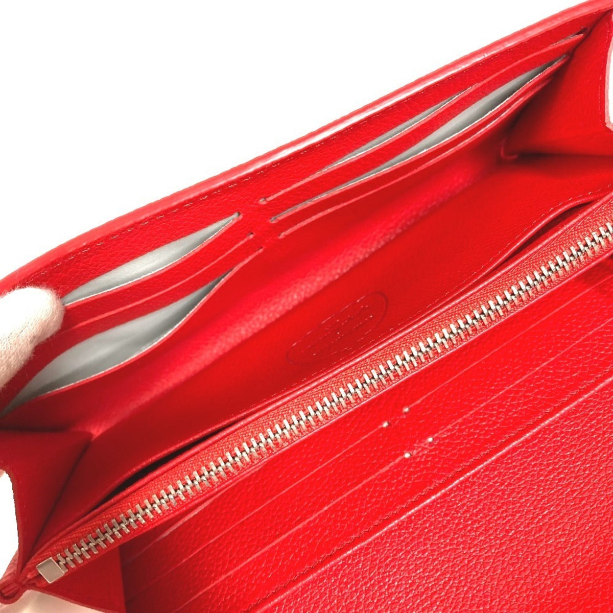 Louis Vuitton Red Color White Leather Long Wallet (Bi-Fold) (Pre-Owned)
