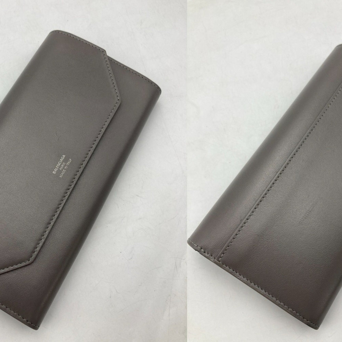 Balenciaga Gray Leather Long Wallet (Bi-Fold) (Pre-Owned)