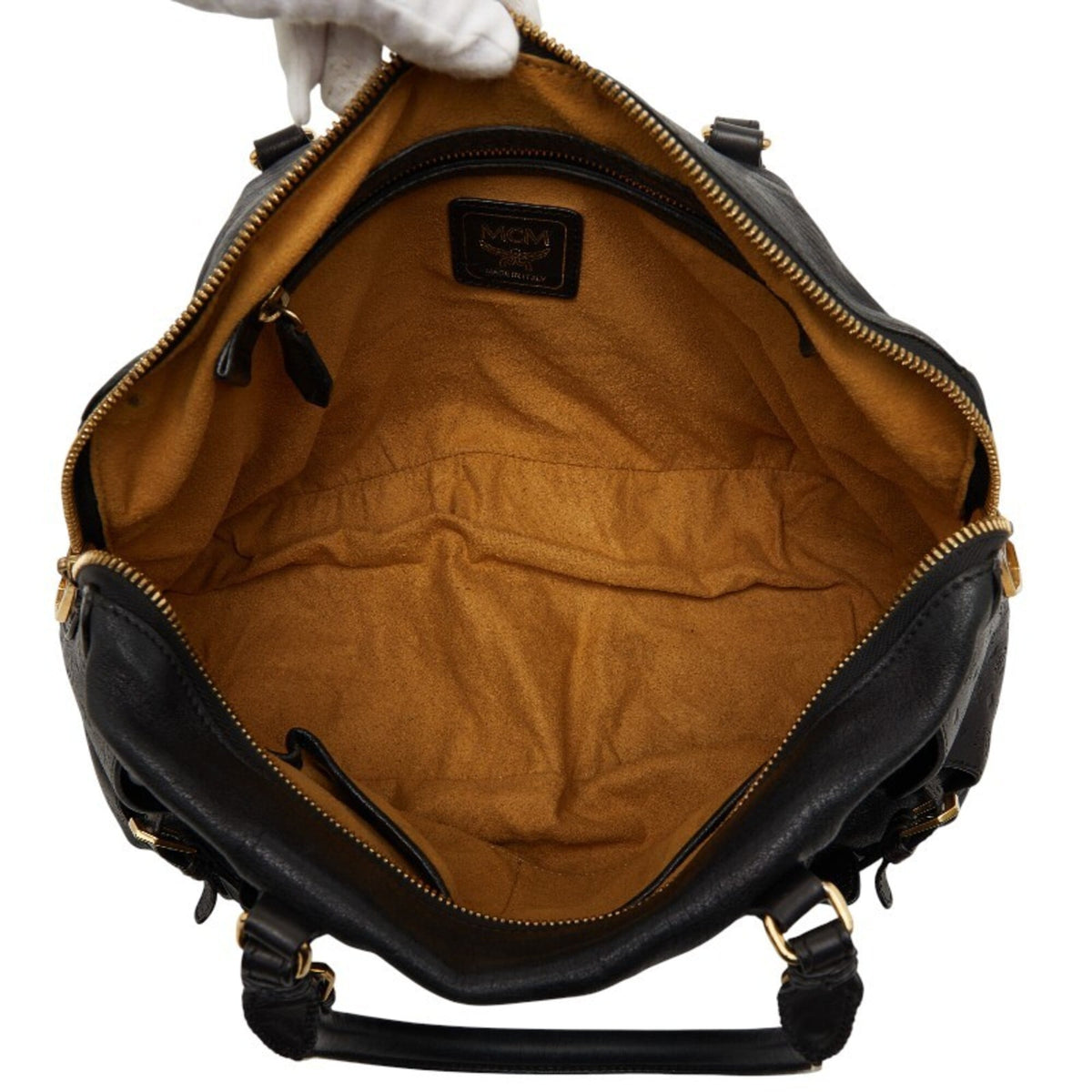 Mcm Visetos Black Leather Handbag Shoulder Bag (Pre-Owned)