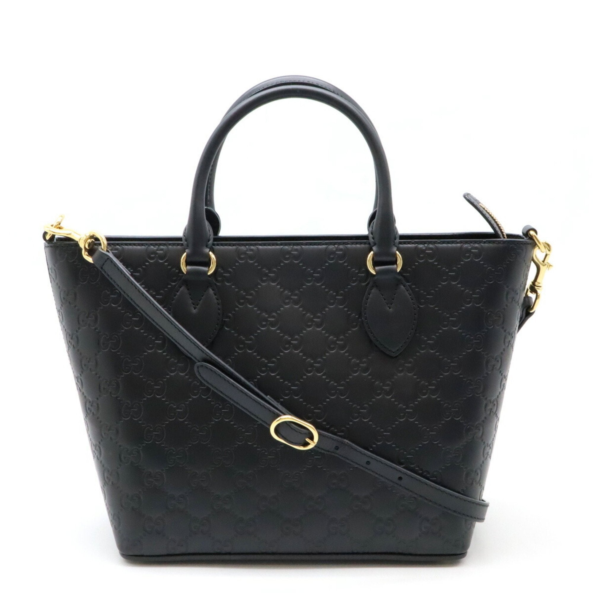 Gucci Black Leather Handbag Shoulder Bag Tote Bag (Pre-Owned)