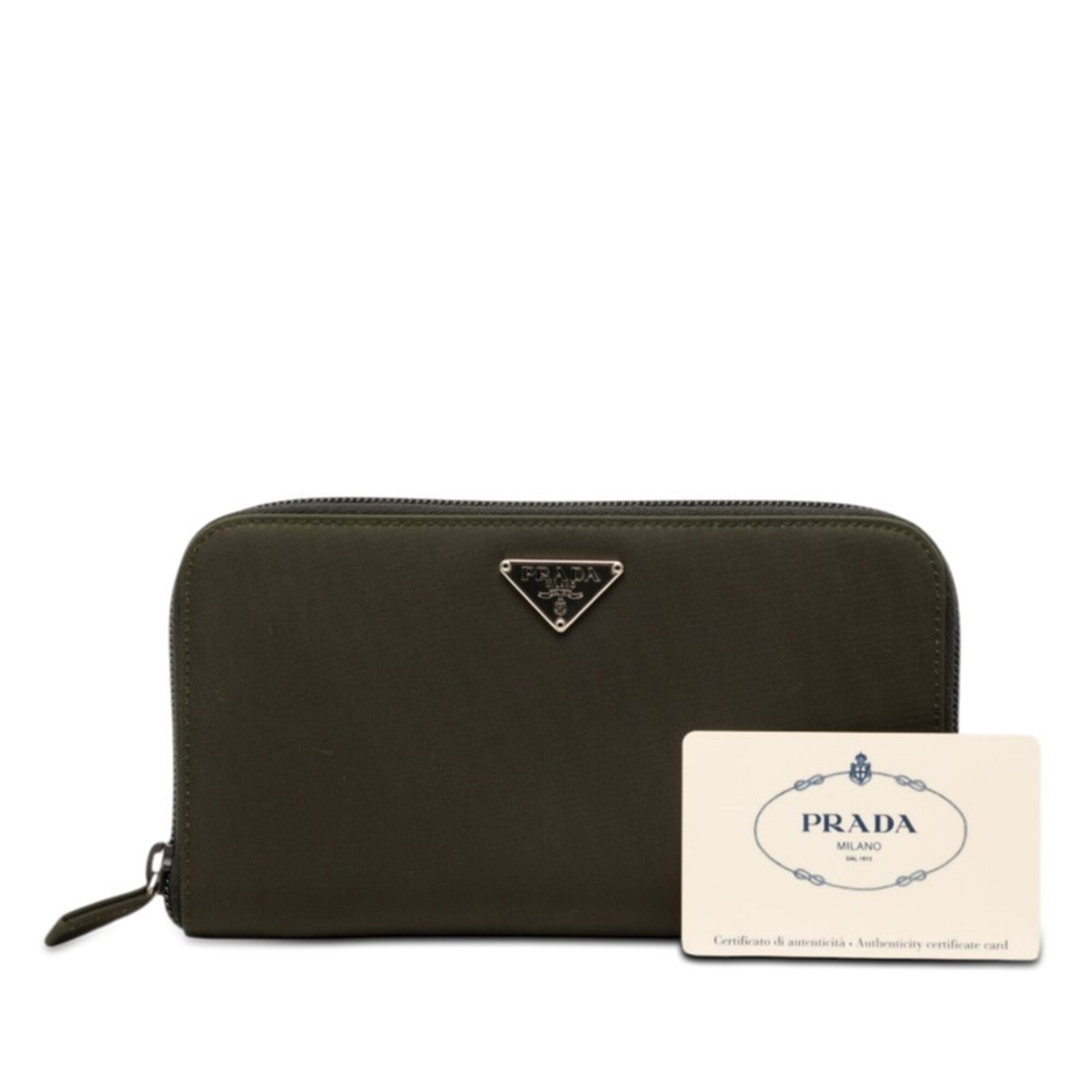 Prada Dark Green Nylon Long Wallet (Bi-Fold) (Pre-Owned)
