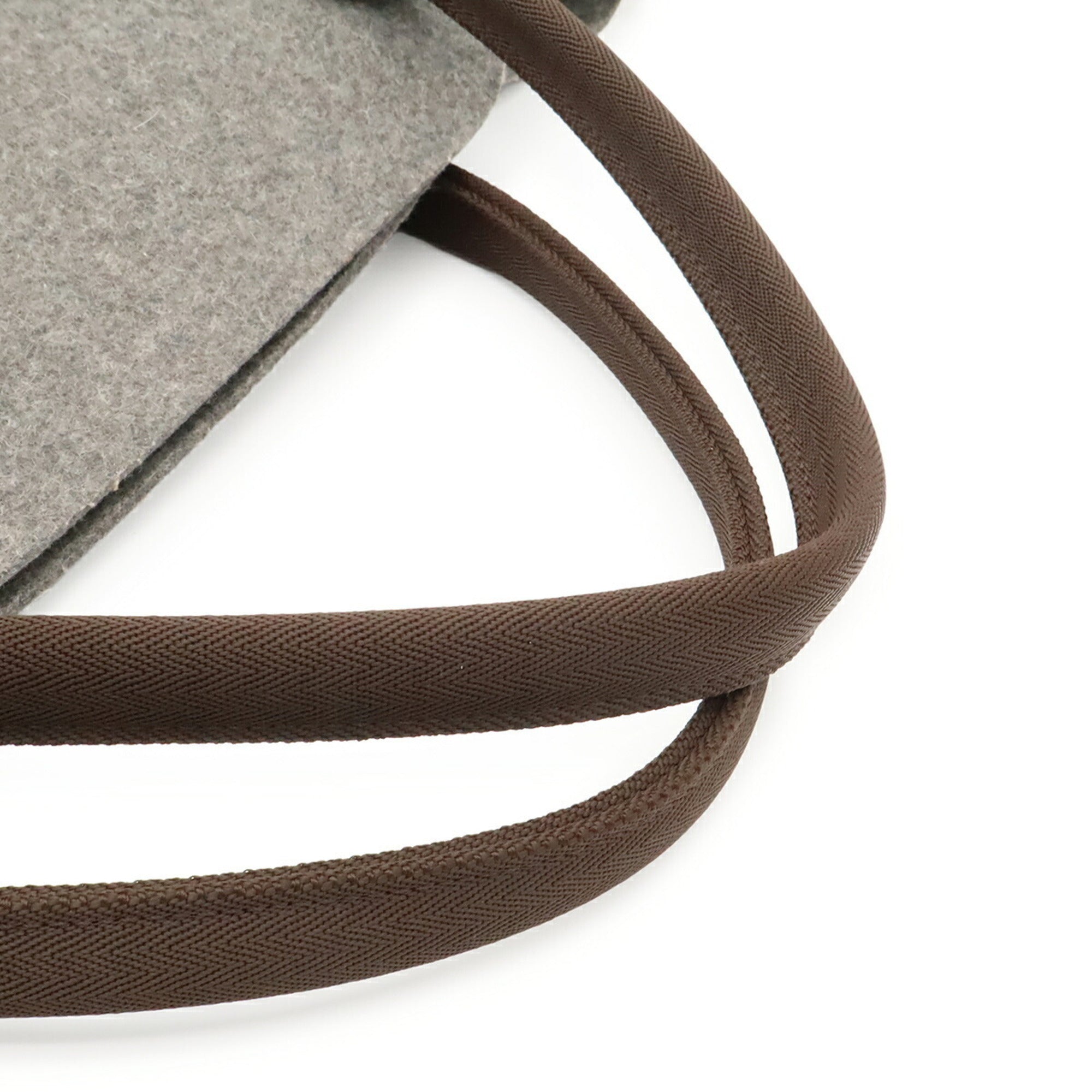 Hermes Dark Brown Gray Felt Shoulder Bag Tote Bag (Pre-Owned)