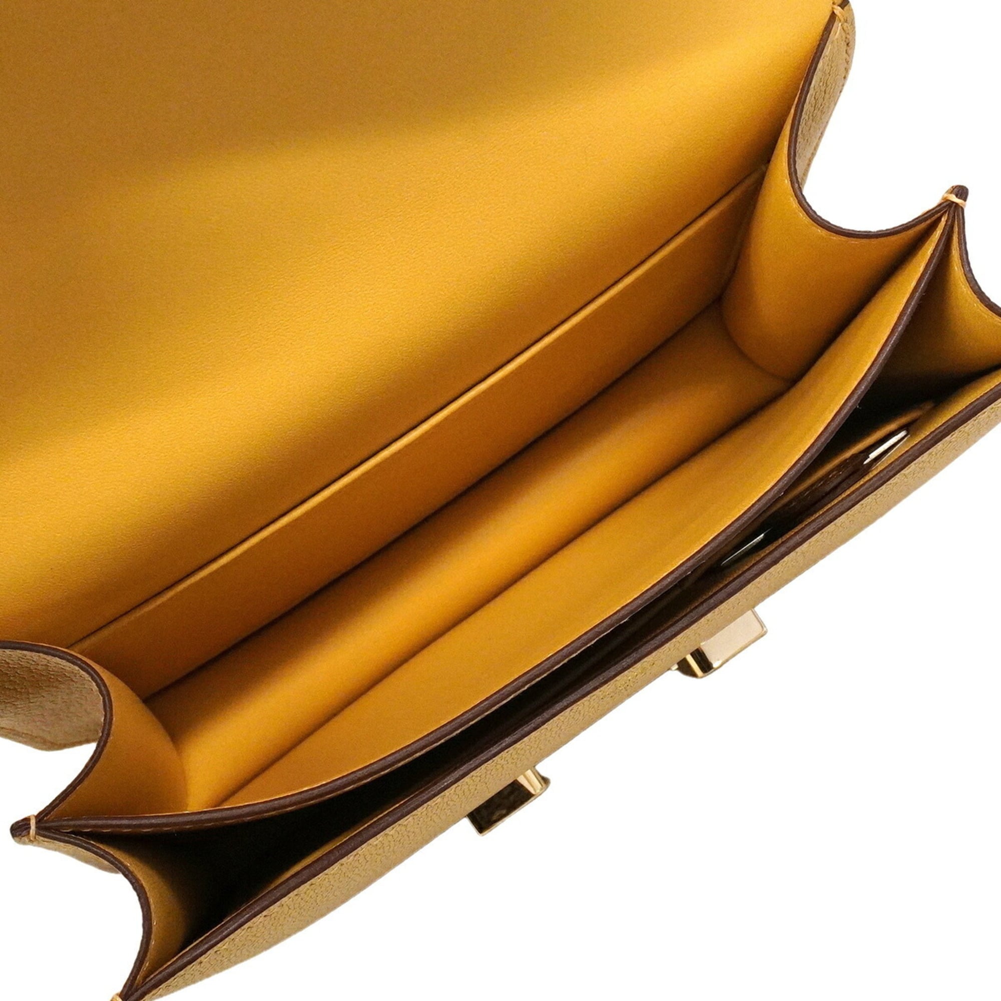Hermes Gold Chevre Myzore Leather Shoulder Bag (Pre-Owned)