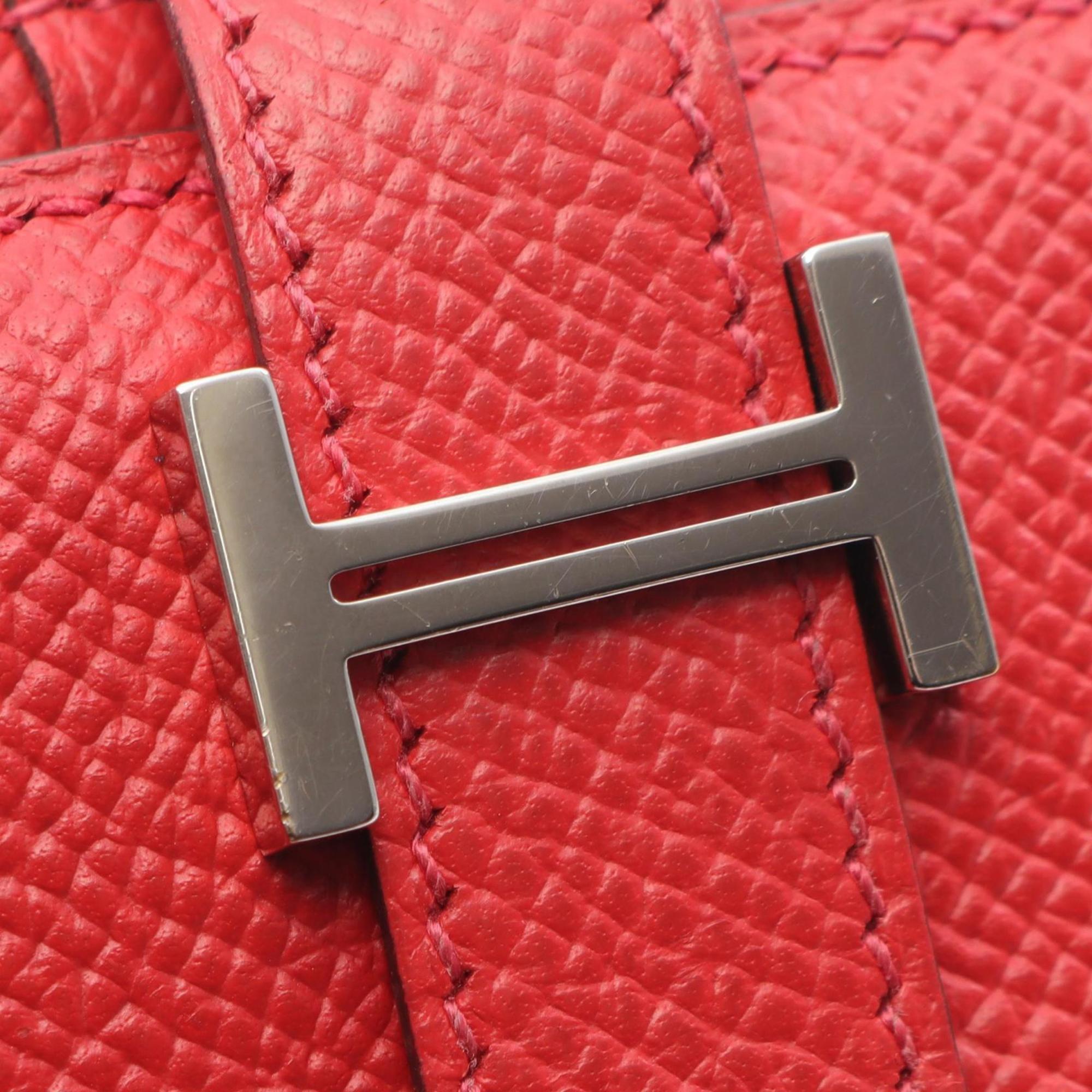 Hermes Red Color Rouge Casaque Leather Long Wallet (Bi-Fold) (Pre-Owned)